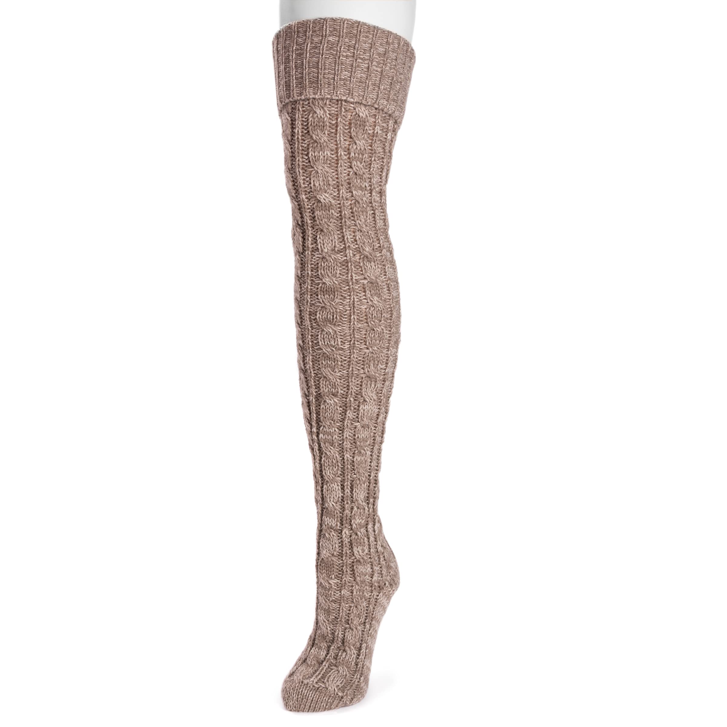 MUK LUKS Women's Cable Knit Over The Knee Socks - Warm Winter Boot Socks for Women, Cozy Knitted Thigh High Socks for Boots, Perfect for Cold Weather, Snow Days and Fashion Outfits