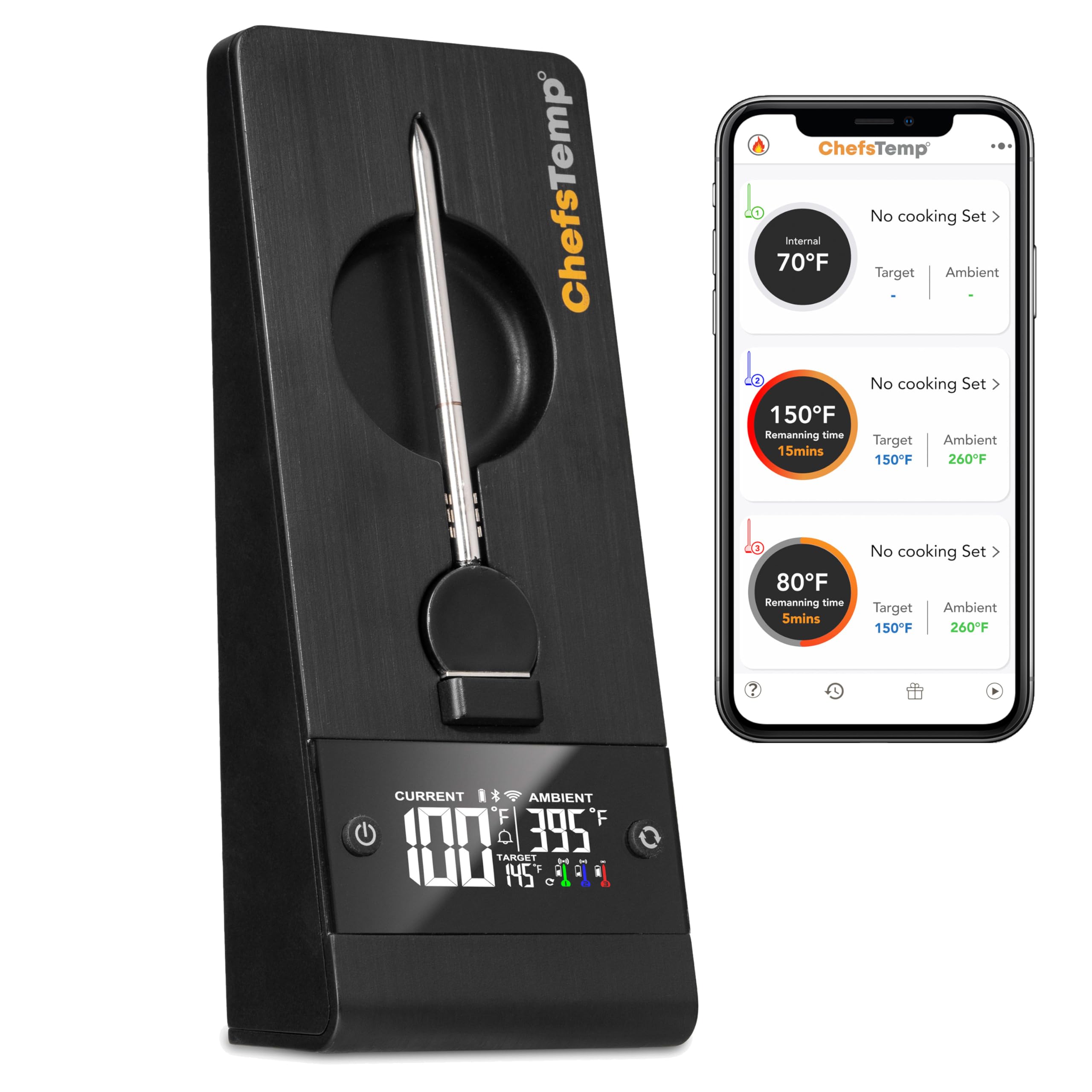 ProTemp Plus Next-Gen Wireless Meat Thermometer with Bluetooth & WiFi - Digital Smart Cooking Thermometer for Grilling, Smoking, BBQ, Oven & Rotisserie (Includes Stand + 1 Probe) - Perfect for Home Chefs, Outdoor Cooking & Kitchen Use