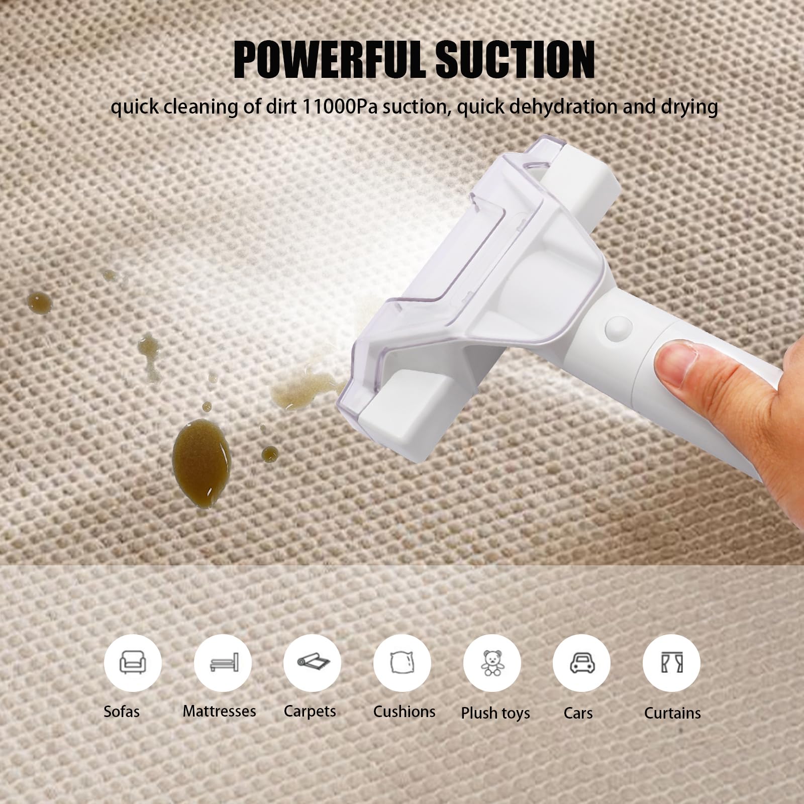 Commercial Carpet Cleaner Machine - 110V Portable Deep Cleaner for Pet Stains, Sofa, Rug, Mattress & Car Seat | Handheld Upholstery & Curtain Cleaner for Home & Office Use
