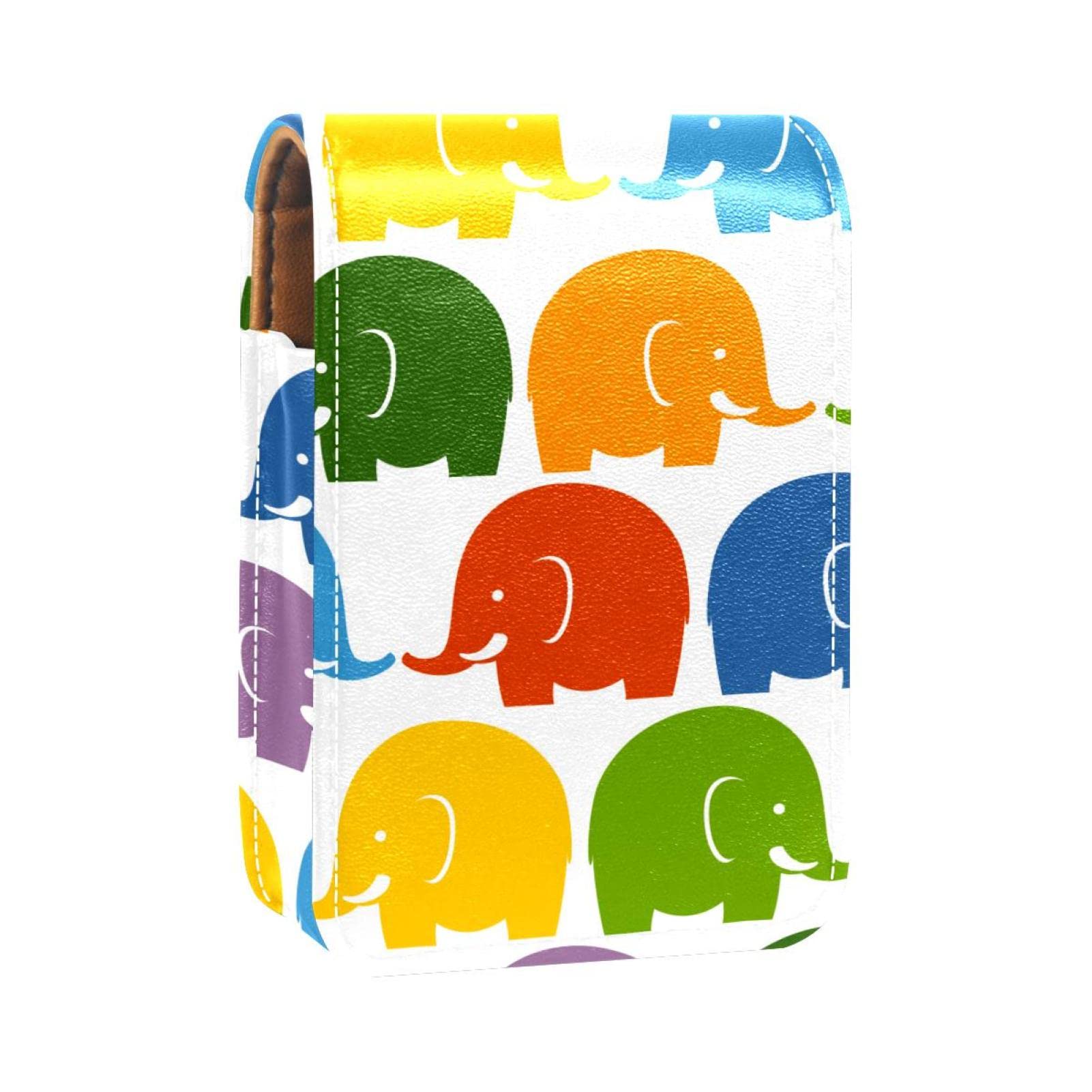 Colorful Elephants Lipstick Holder - Cute Portable Makeup Bag with Mirror for Purse, Holds Up to 3 Lipsticks | Perfect for Travel, Daily Use & Gift Giving