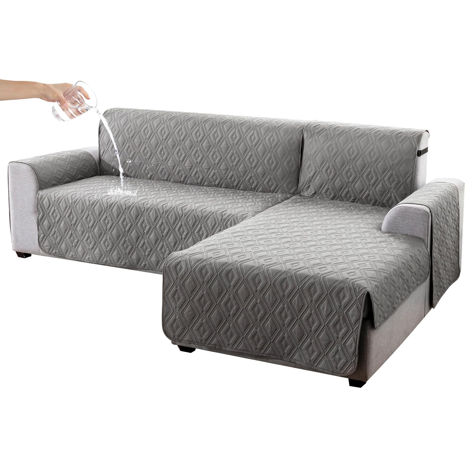 **Reversible L-Shaped Sectional Sofa Cover for Pets & Kids - Gray X-Large | Durable Dog-Proof Couch Protector for Chaise Lounge & L-Shaped Furniture | Perfect for Living Room, Family Room & Pet-Friendly Homes**