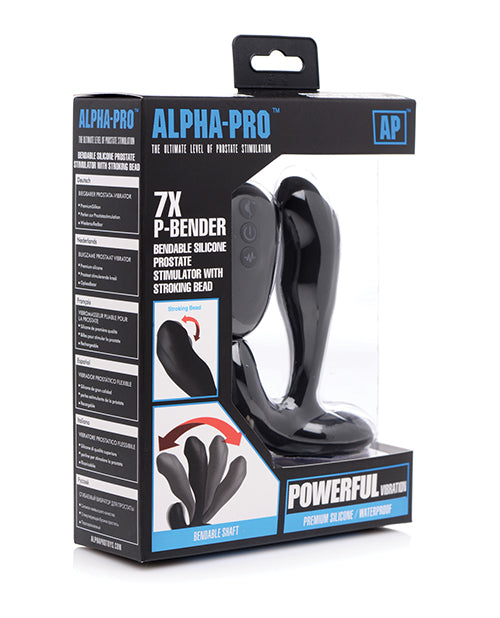 Alpha Pro Bendable Prostate Massager with Stroking Beads & Wireless Remote - Black | G-Spot & P-Spot Stimulator for Men | Perfect for Solo Play & Couples' Intimacy
