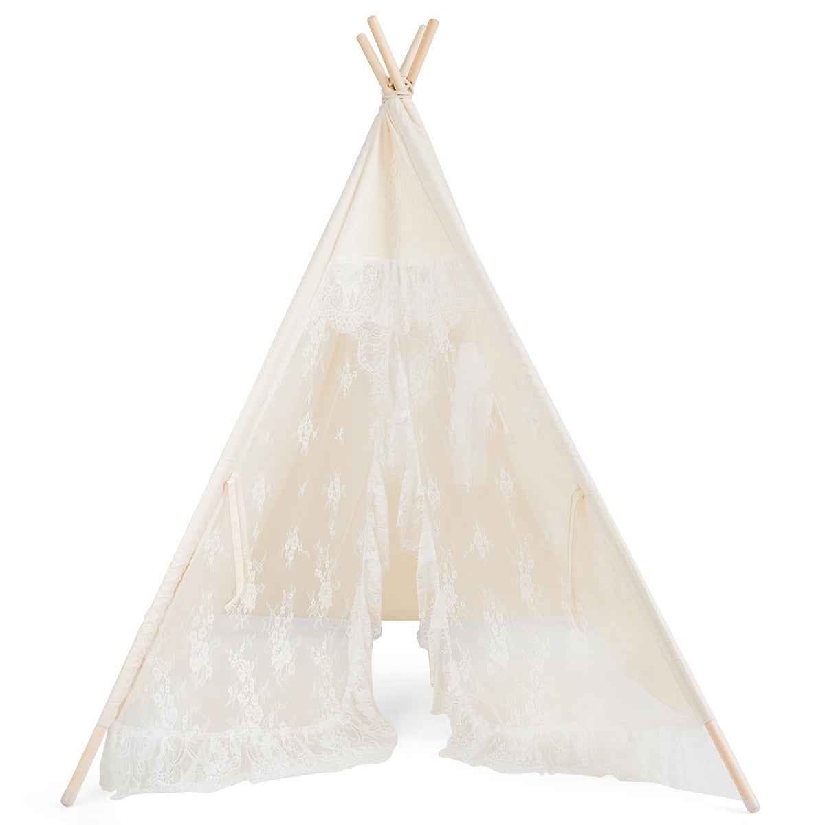 Kids Lace Teepee Tent - Foldable Playhouse for Children with Carry Bag | Indoor Outdoor Playroom, Birthday Party Decor, Reading Nook & Imaginative Play