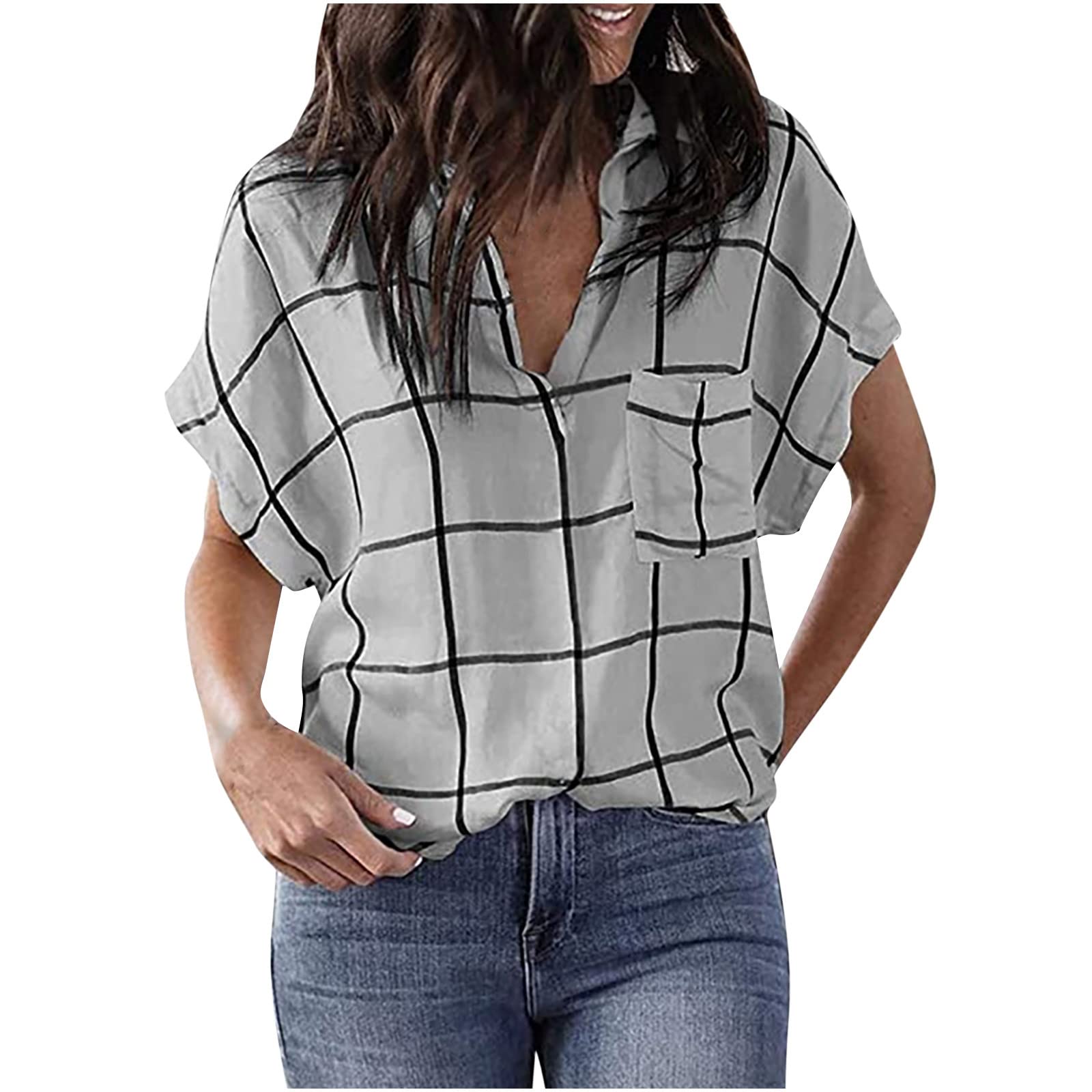 Women's Loose V-Neck T-Shirt - Summer Casual Top for Outfits