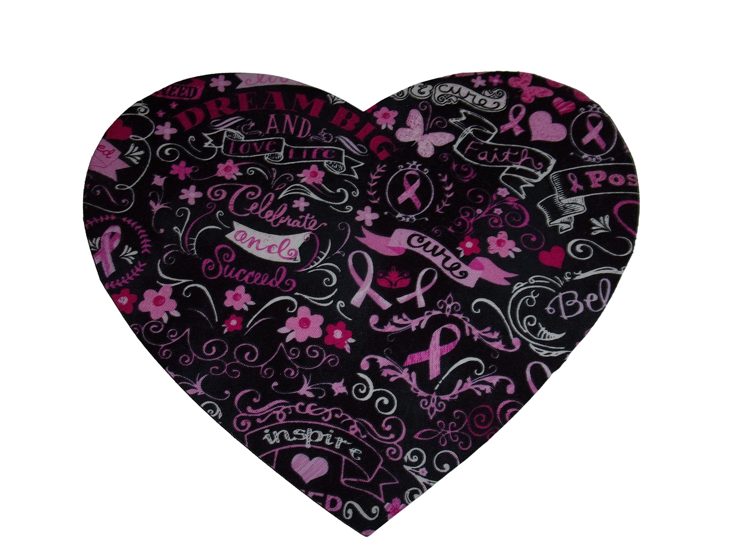 Pink Ribbon Heart Shaped Mouse Pad - Soft Non-Slip Desk Mat for Computer & Laptop, Breast Cancer Awareness Office Gift & Home Decor (Perfect for Work, Gaming & Charity Support)