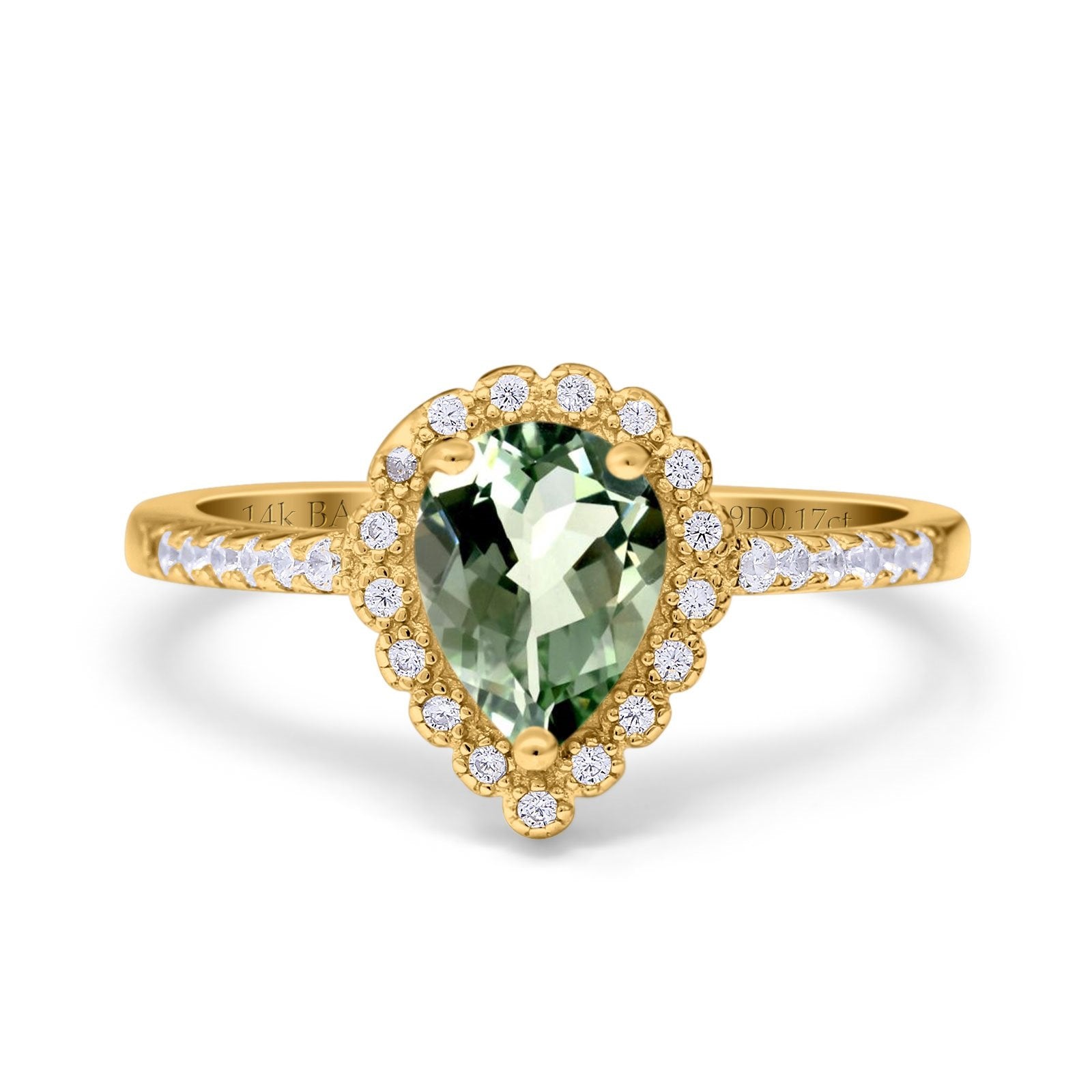 14K Gold 1.42ct Teardrop Pear Halo Diamond Engagement Ring - 8mmx6mm G SI Quality, Elegant Wedding Band for Proposals, Anniversaries & Special Occasions