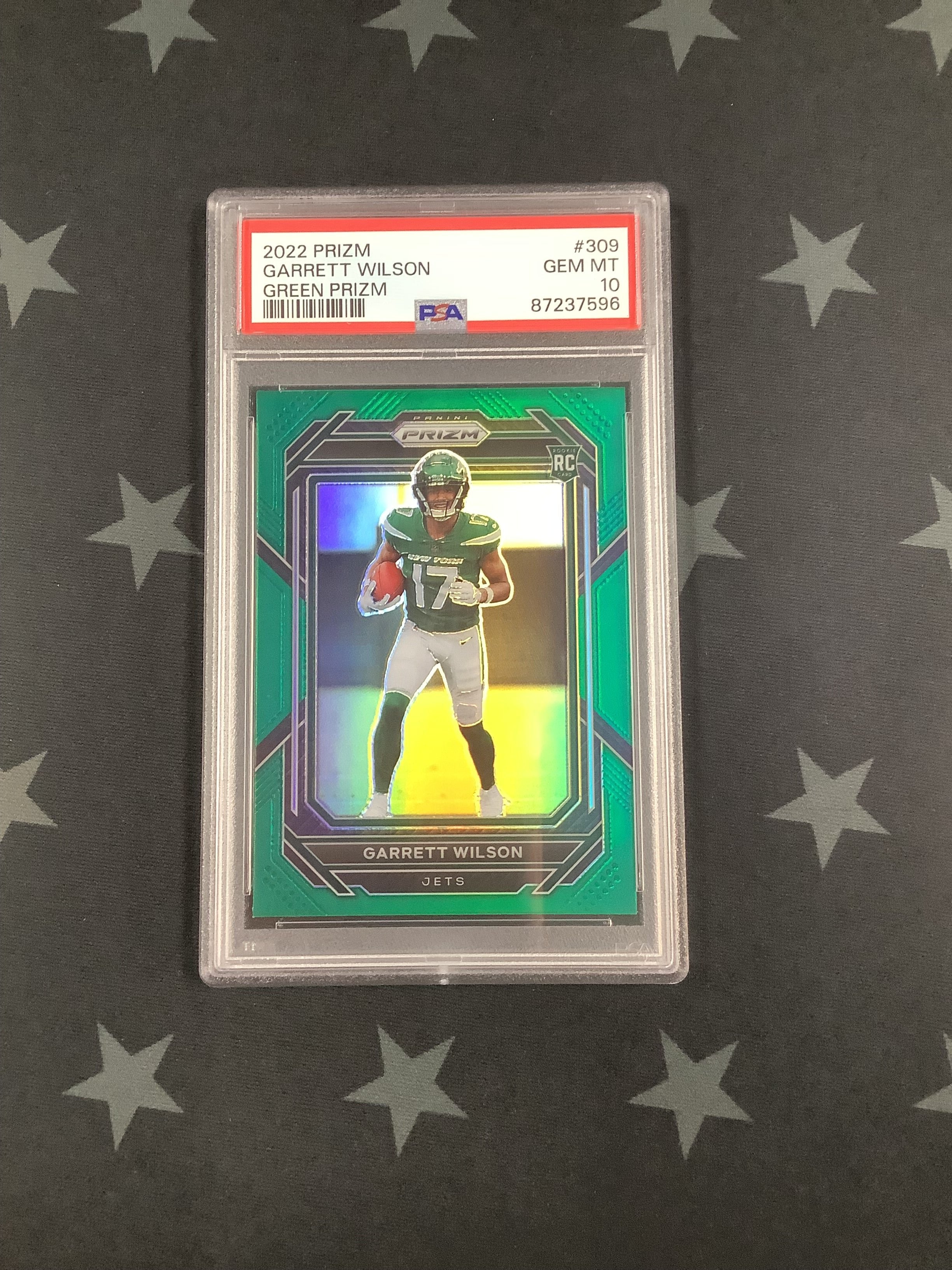 2022 Panini Prizm Garrett Wilson Green Prizm Rookie PSA 10 Graded Football Card - Perfect for Collectors, Investors, and Sports Fans Display