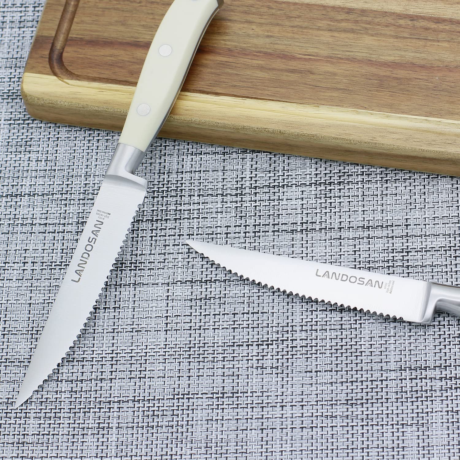 Premium 4-Piece Serrated Steak Knives Set - Stainless Steel, Dishwasher Safe - Perfect for Steak Dinners, BBQ Parties & Fine Dining Experience