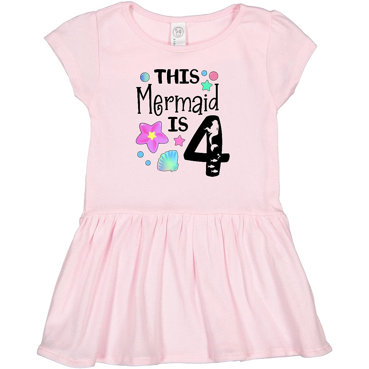 Inktastic Watercolor Mermaid Seashells Bubble Stars Toddler Dress - Perfect for Beach Parties, Birthday Outfits & Summer Playdates