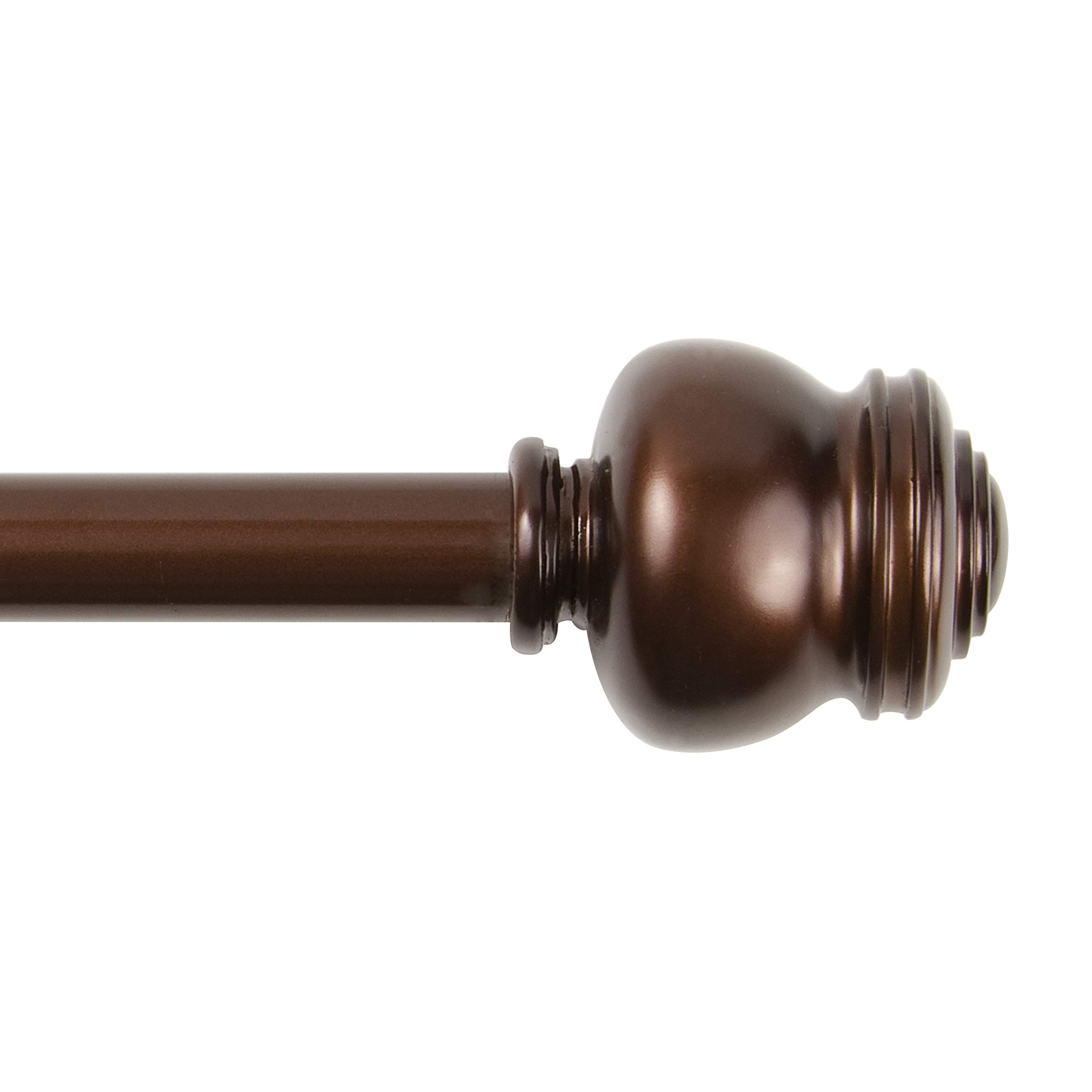 Adjustable Window Curtain Rod 48-86 Inches - Kenney Glendale Knob Extendable Drapery Rod Set in Cocoa Brown for Living Room, Bedroom & Home Decor