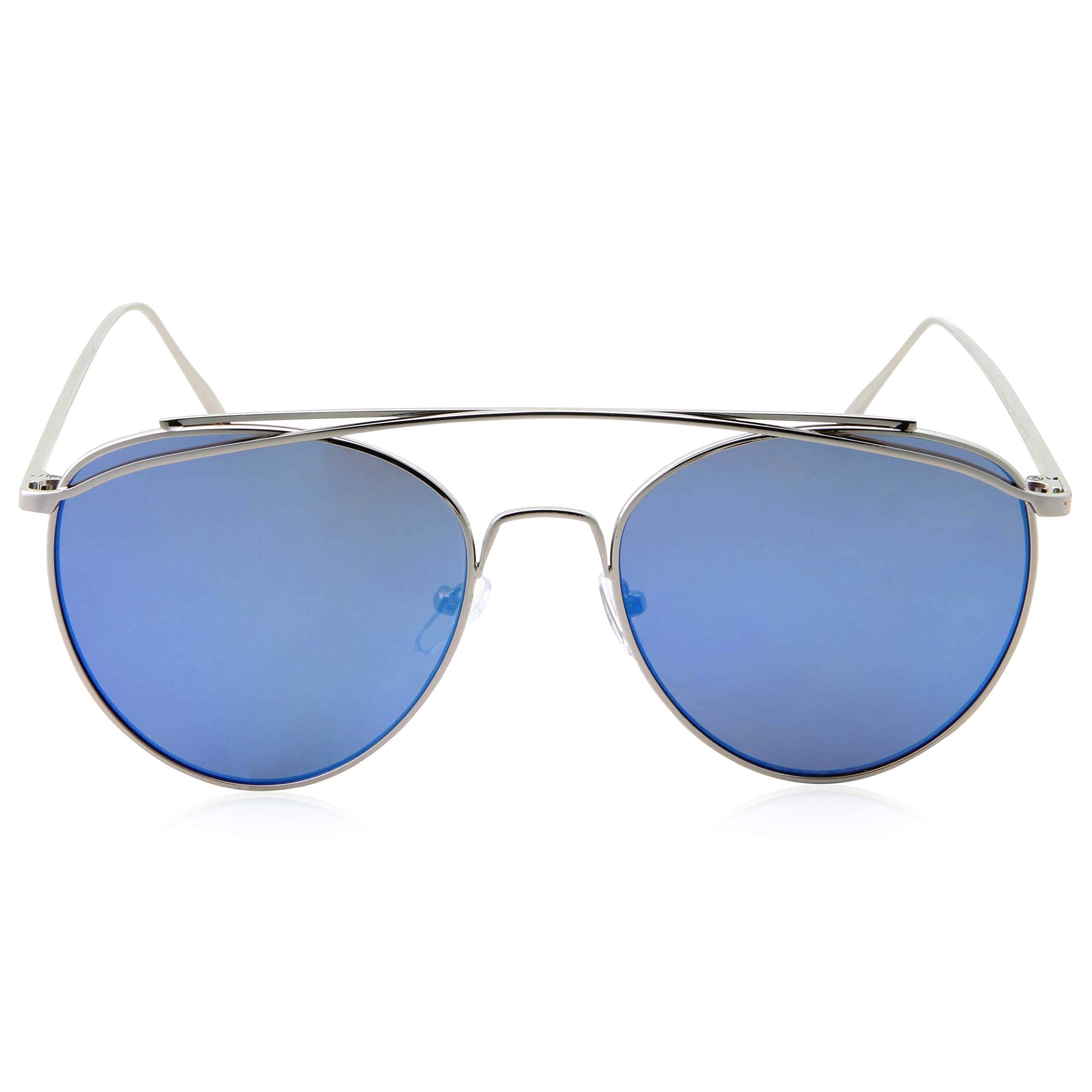 grinderPUNCH Slim Round Flash Mirror Metal Sunglasses - Polarized UV Protection Aviator Shades for Men & Women - Perfect for Driving, Beach, and Outdoor Activities