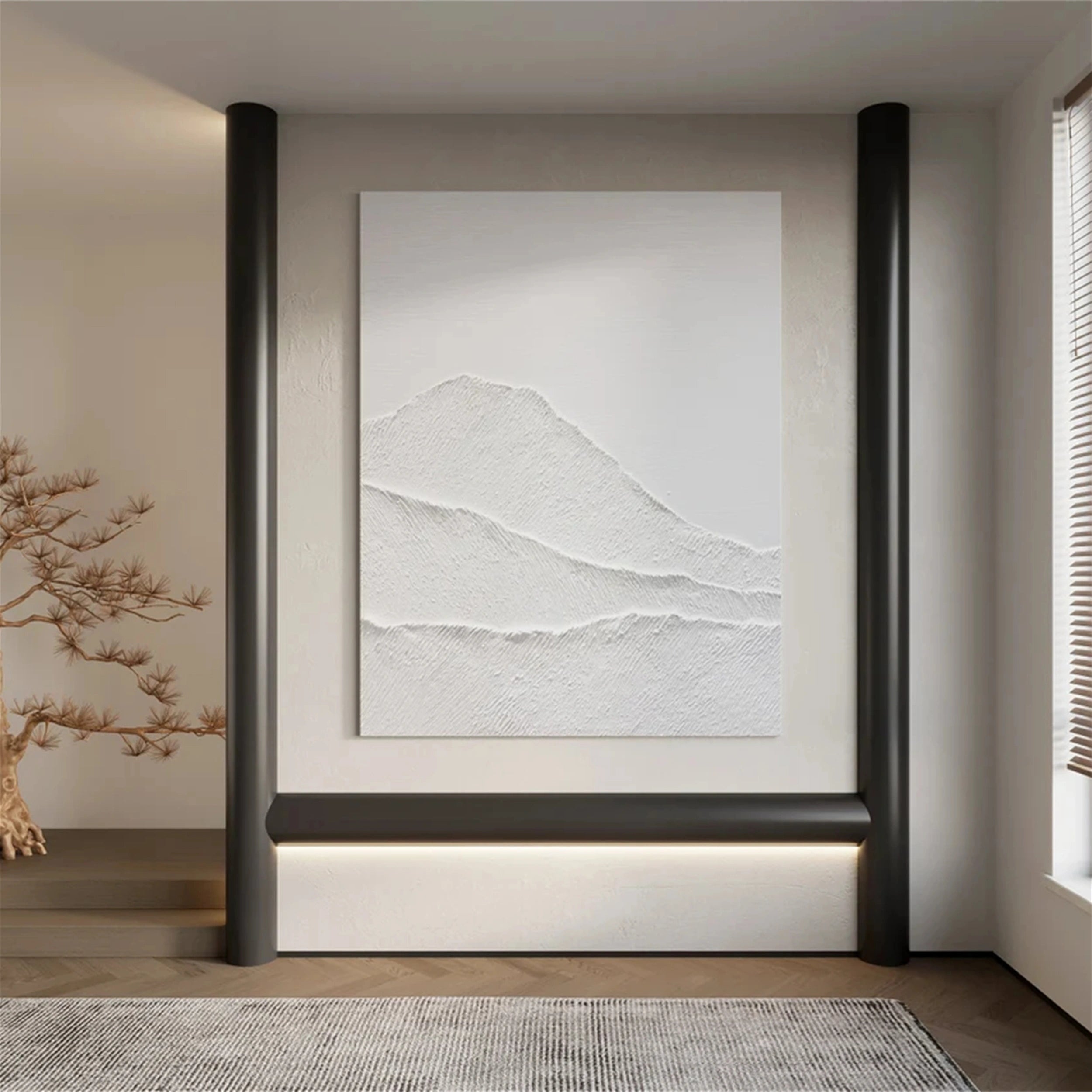 White Minimalist Textured Painting Canvas #MM160 - Premium Abstract Wall Art for Modern Home & Office Decor