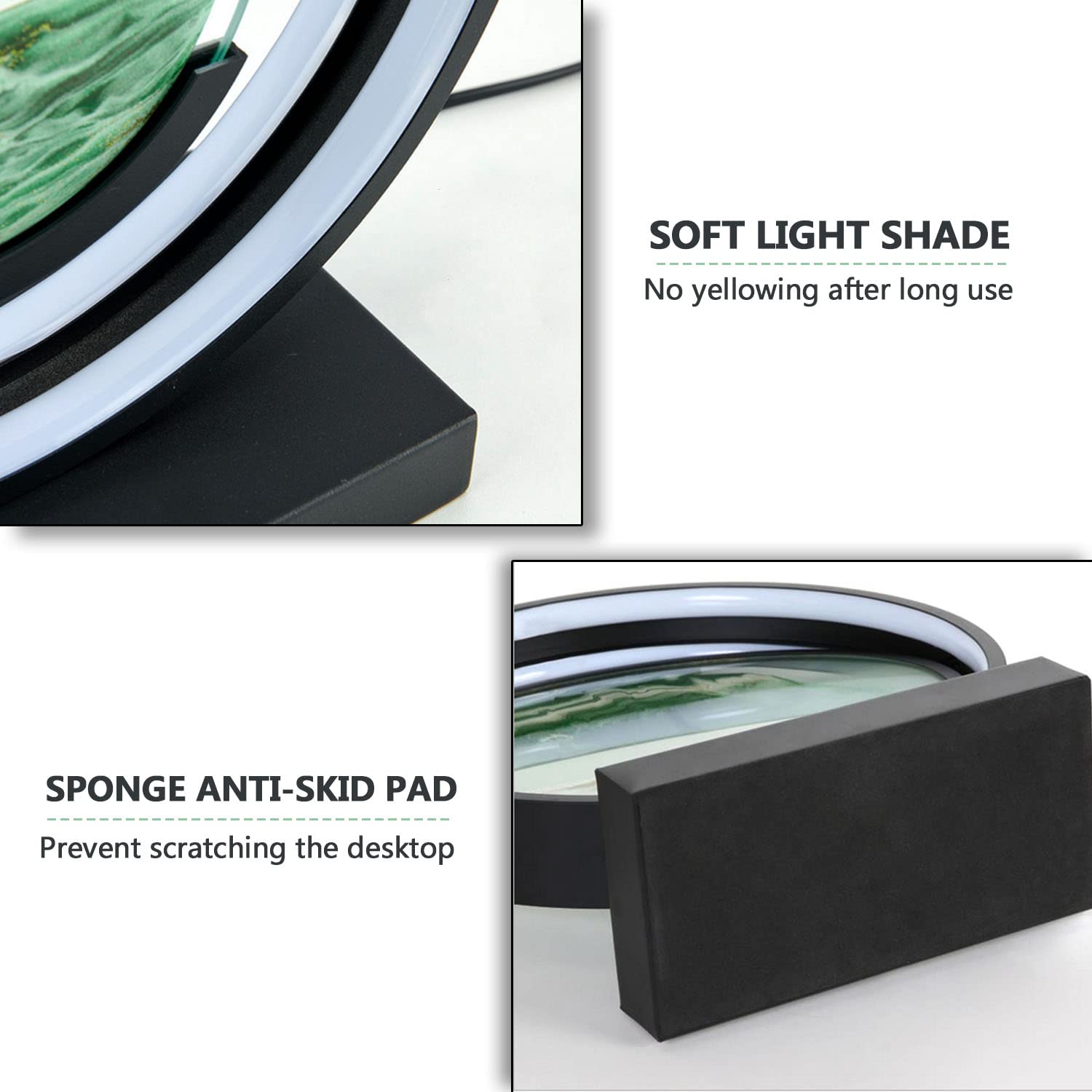Moving Sand Art Lamp - Dimmable Nightstand Lamp with Remote Control, 3 Brightness Levels, 360° Rotatable, 3500-6500K LED Beads | Sands of Time Decorative Light for Bedroom, Living Room & Office | Perfect for Relaxation, Meditation & Ambient Lighting