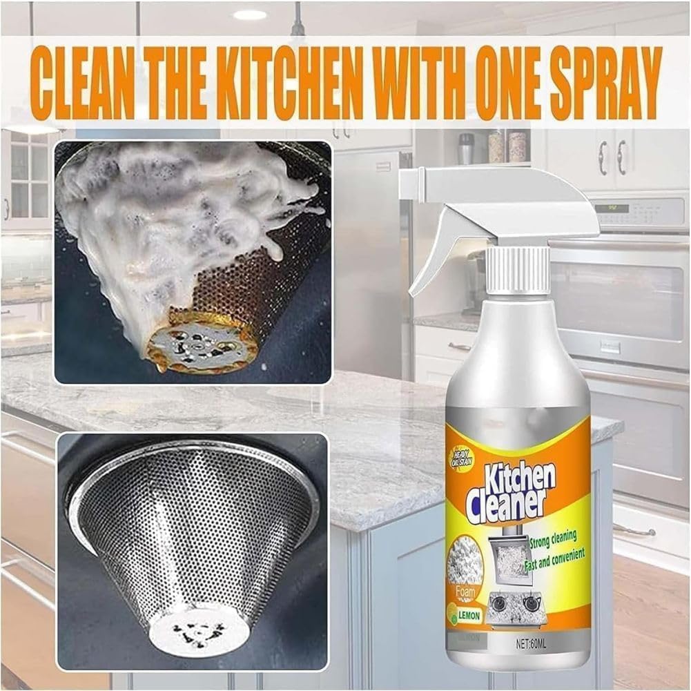 Lifesunny Foam Cleaner for Kitchen - Powerful All-Purpose Stain Remover Spray for Pots, Pans & Appliances | Degreasing & Deep Cleaning Solution for Stovetops, Countertops & Cookware (1 Pack)