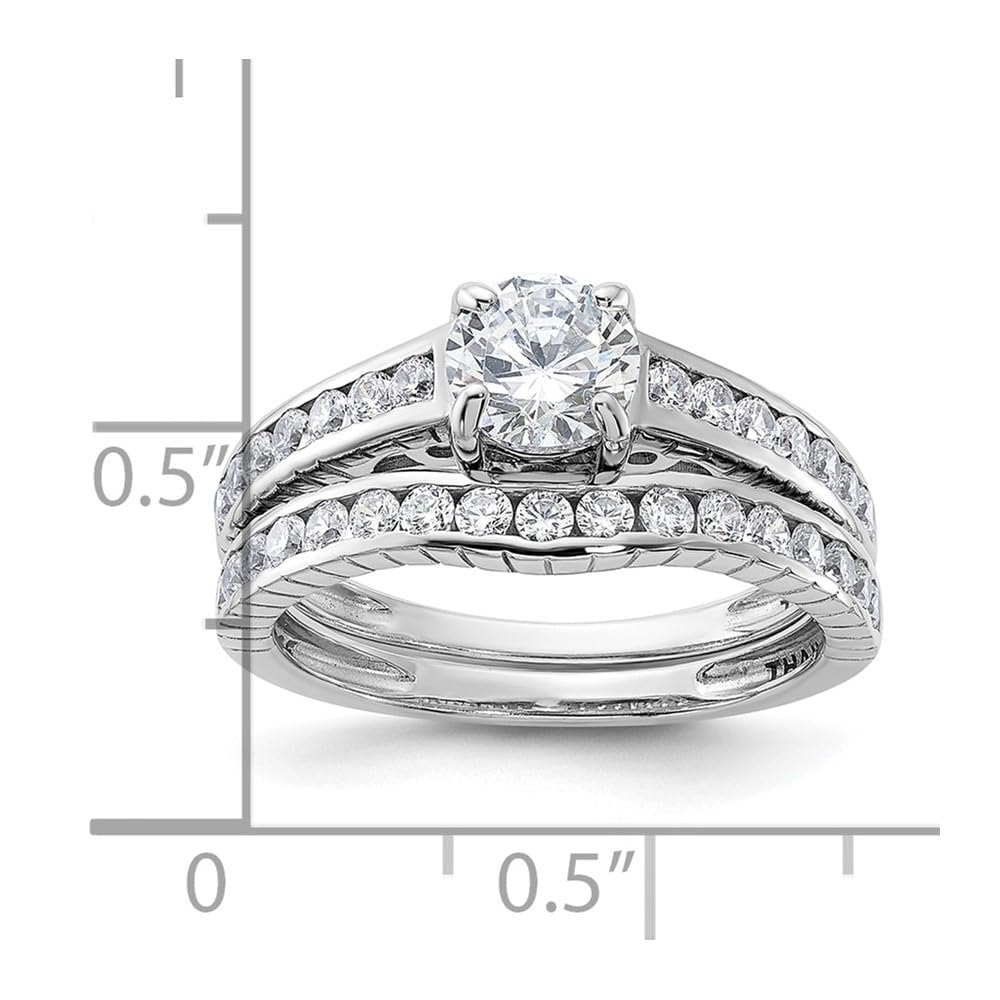 Diamond2Deal 925 Sterling Silver Rhodium Plated Cubic Zirconia Wedding Ring for Women - Elegant Bridal Band, Anniversary Gift, Promise Ring for Engagement & Special Occasions