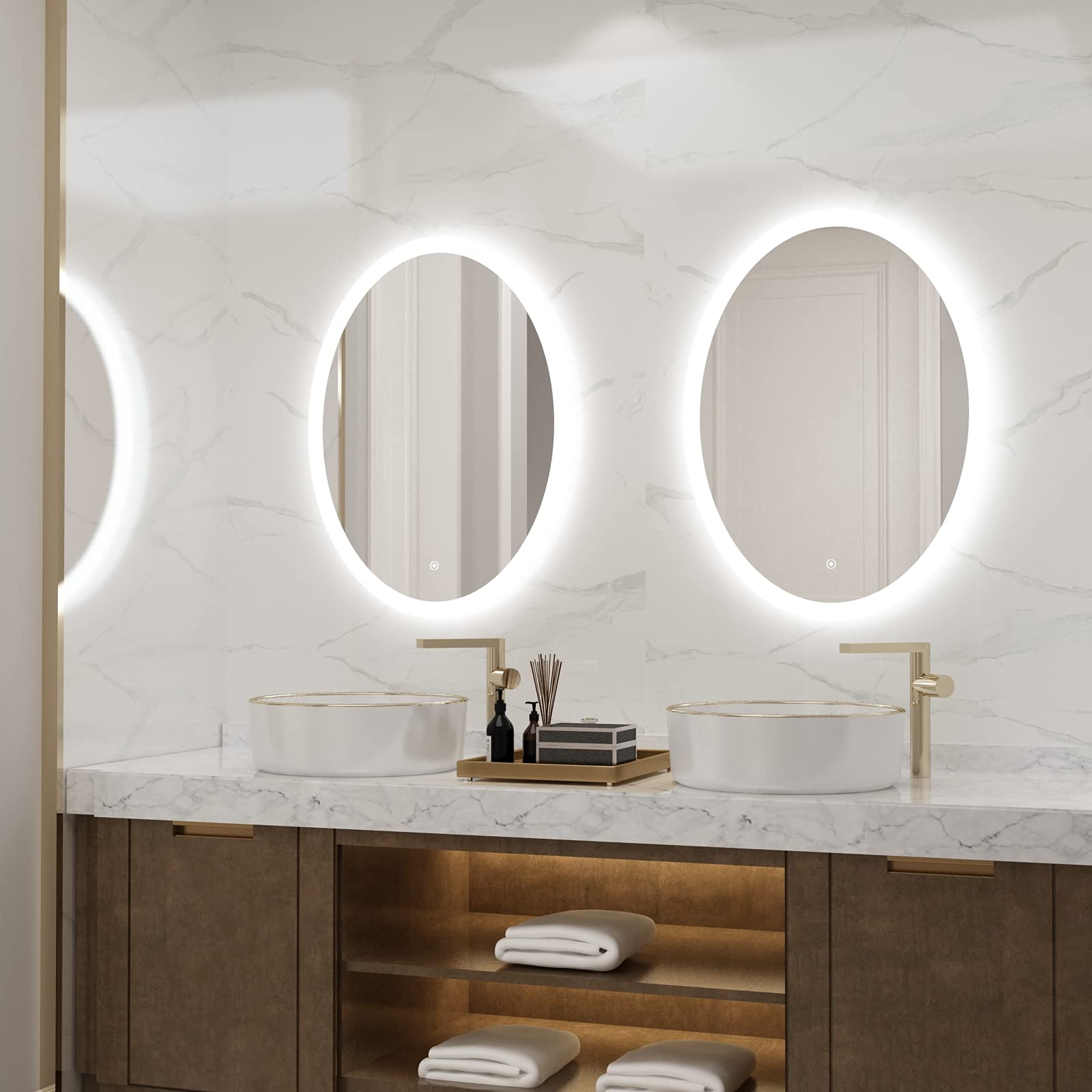 Illucid 24x32 Inch LED Bathroom Mirror with Dimmable Anti-Fog, Warm & Daylight Modes, Wall Mounted, Memory Function - Perfect for Vanity, Makeup, and Shaving