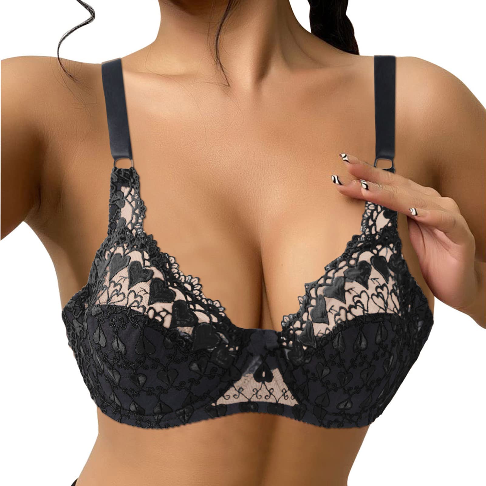 Plus Size Lace Bra for Women - Sexy Bondage Lingerie & Sleepwear Set, Comfortable Nightgown Pajamas - Perfect for Boudoir, Bedroom Romance & Special Occasions