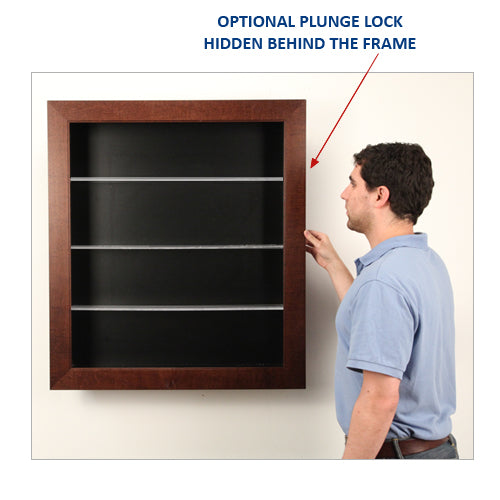 24x24 Inch Wide Wood Framed Shadow Box Display Case with 4 Deep Glass Shelves - Perfect for Collectibles, Memorabilia, and Home Decor Display