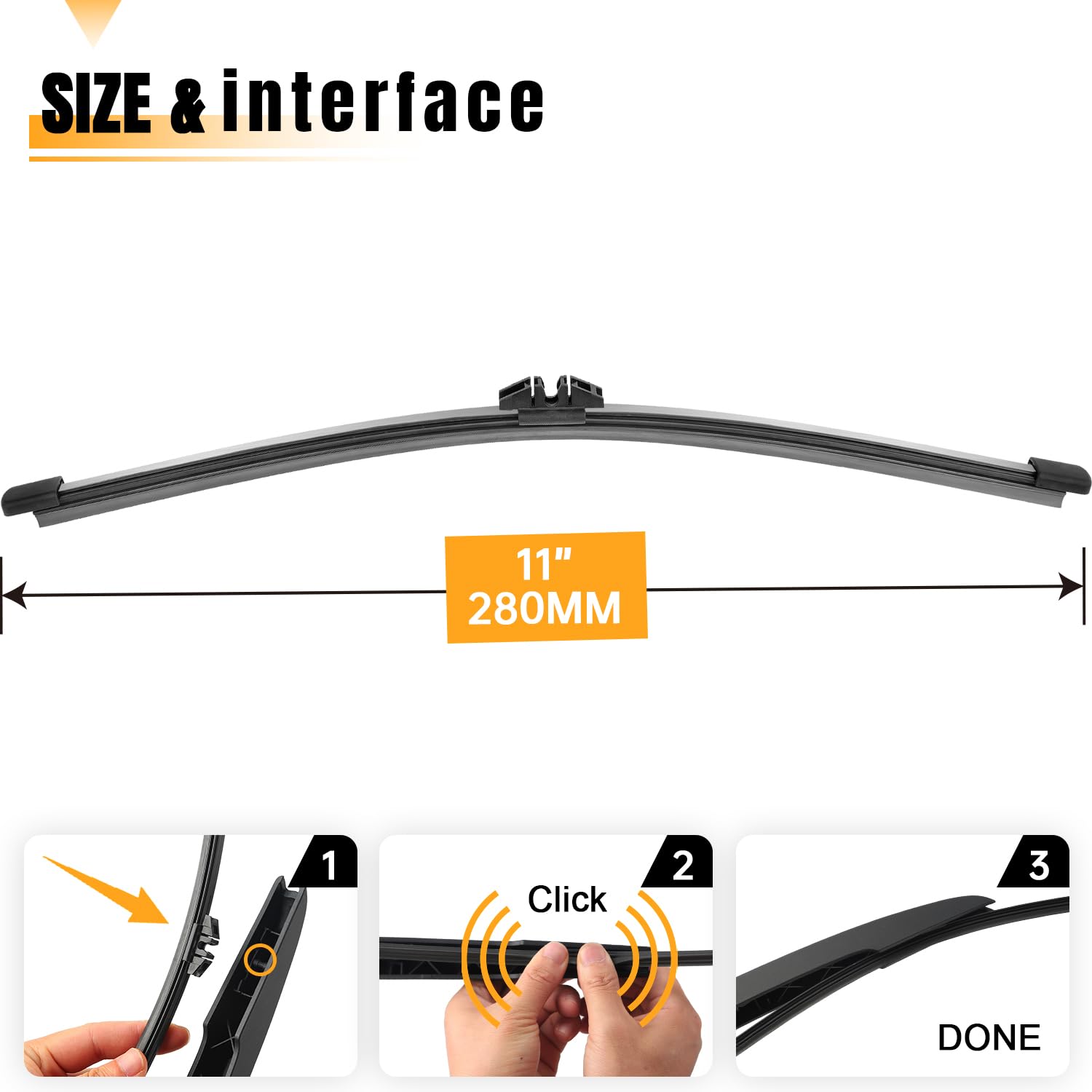 AUTOBOO 11 Inch Rear Wiper Blade Replacement for Ford Explorer 2011-2023, Escape 2013-2023 & Lincoln MKX 2016-2018 - Exact Fit OE Quality (Part# BB5Z17526C) - Perfect for Rainy Weather & Winter Driving (Pack of 1)