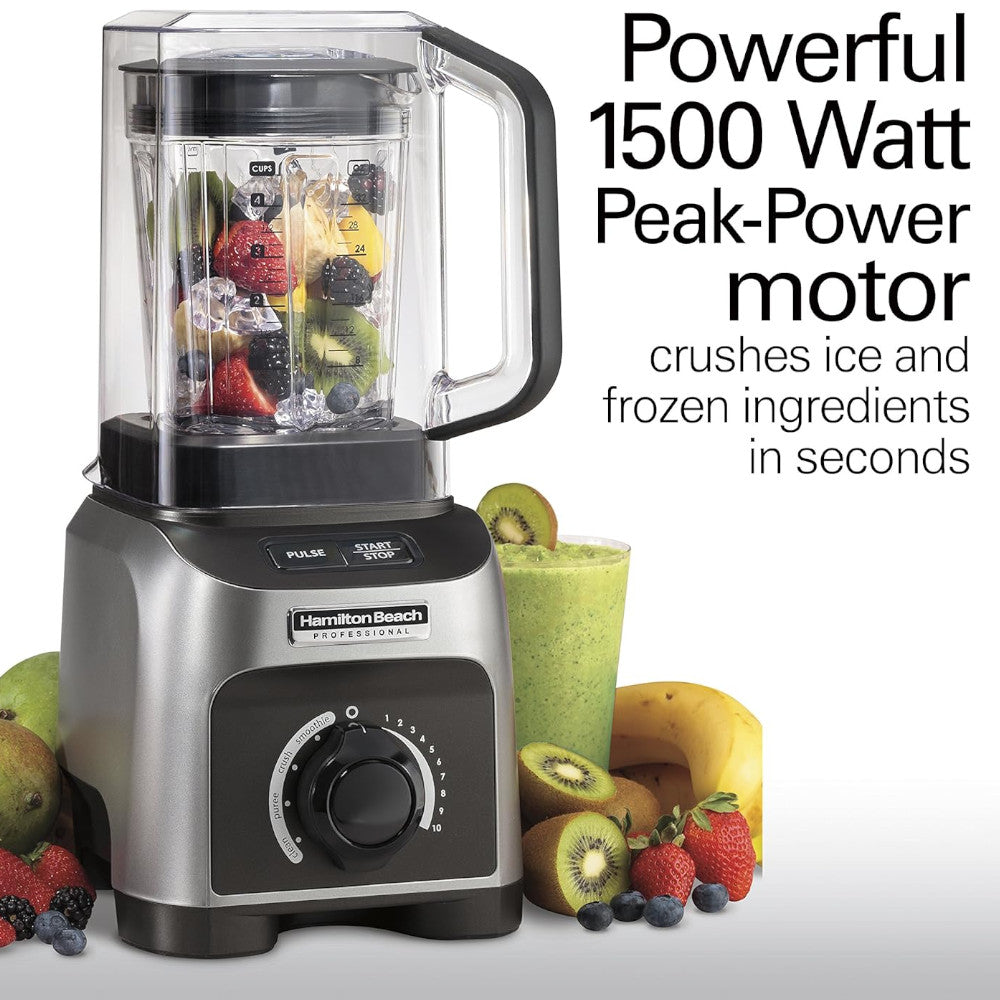 Refurbished Hamilton Beach Professional 58870 Quiet Shield Blender with Home Essentials Warranty - Perfect for Smoothies, Soups & Kitchen Blending