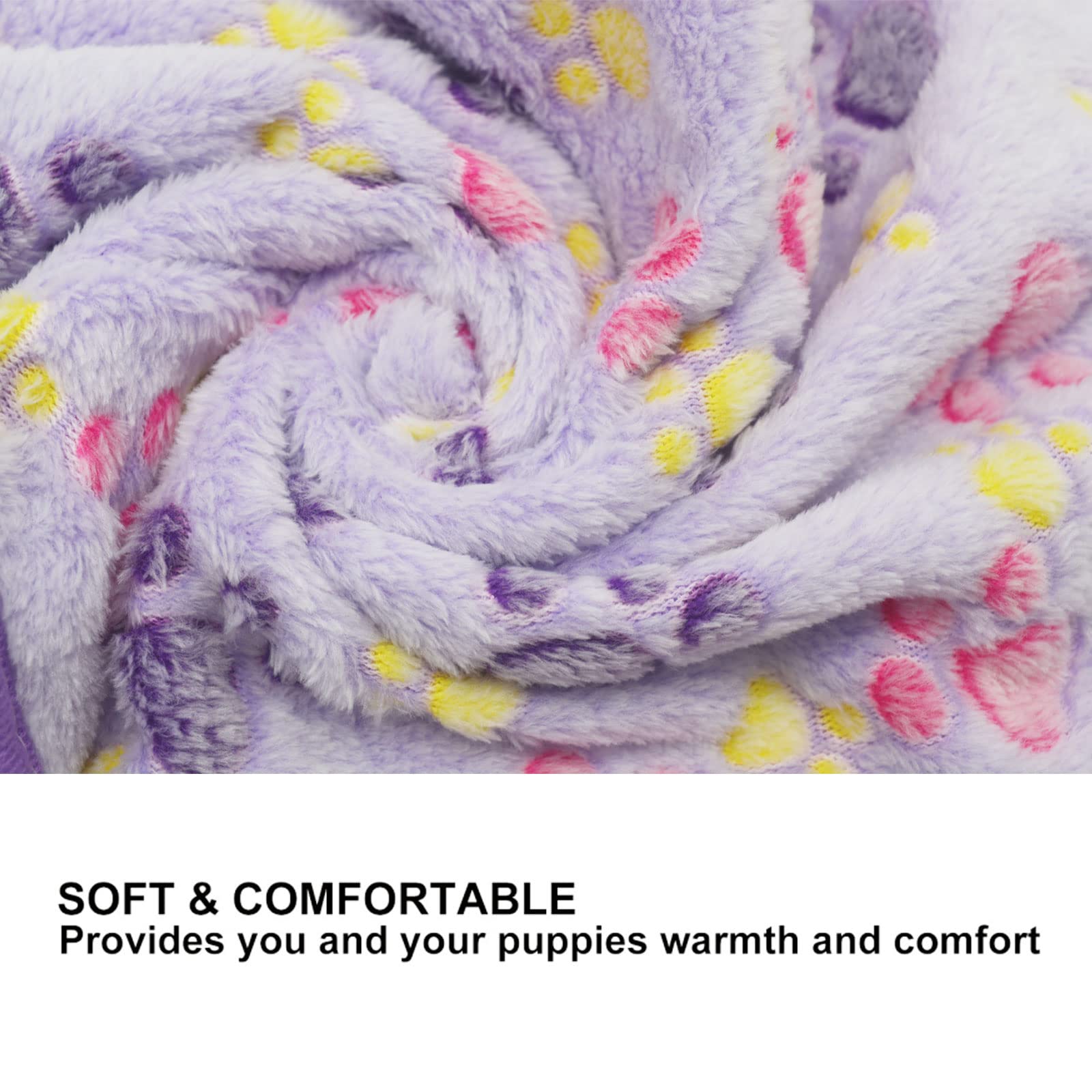 6 Pack Soft Flannel Pet Blankets for Small Dogs & Cats - Super Warm Fleece Paw Print Blanket, 23