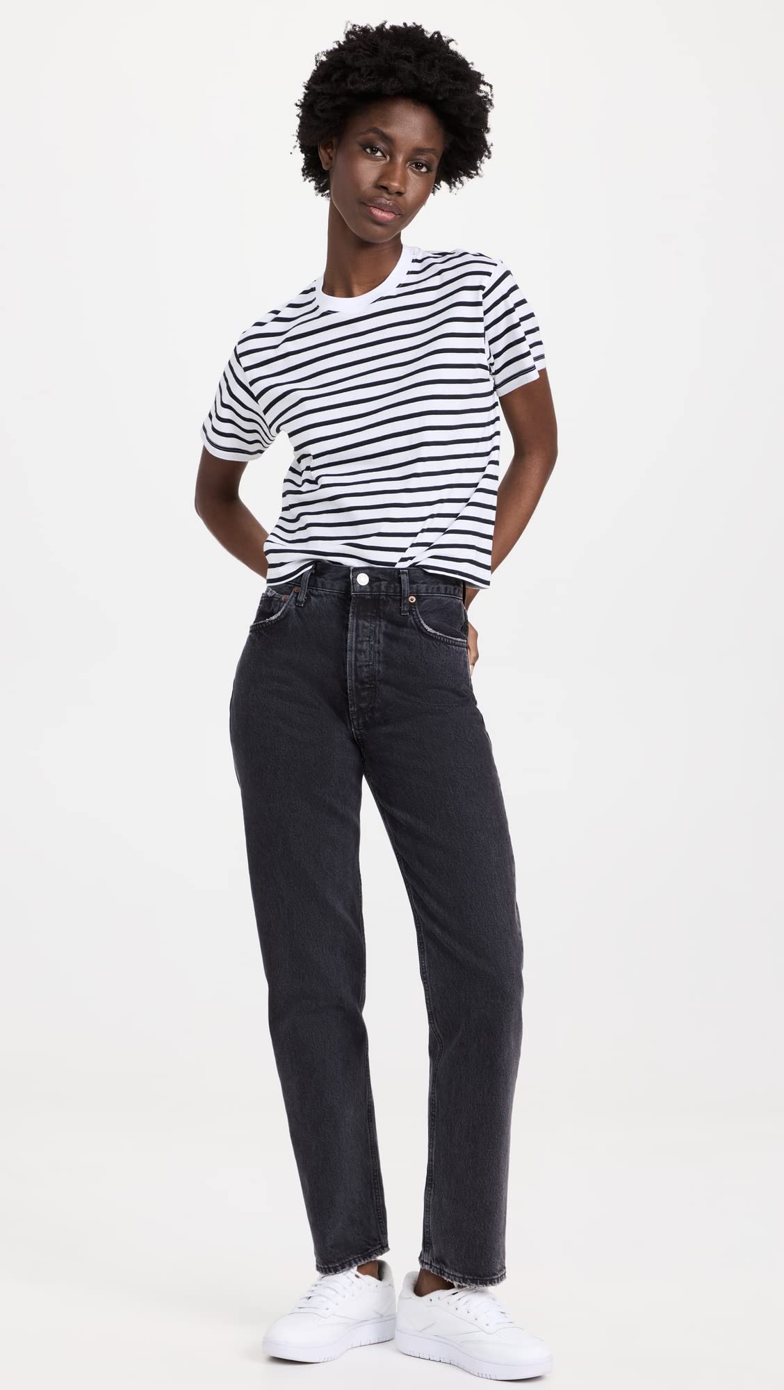 Women's Striped School Boy T-Shirt - Casual Vintage Style Top for School, Work & Everyday Wear