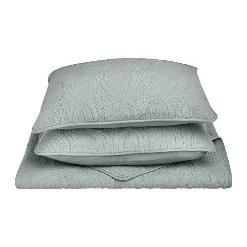 Luxury 3-Piece Quilt Set with Pillow Shams - Soft Cotton Braided Design, Full/Queen Size, Sea Foam Color - Perfect for Bedroom, Guest Room & Cozy Home Decor