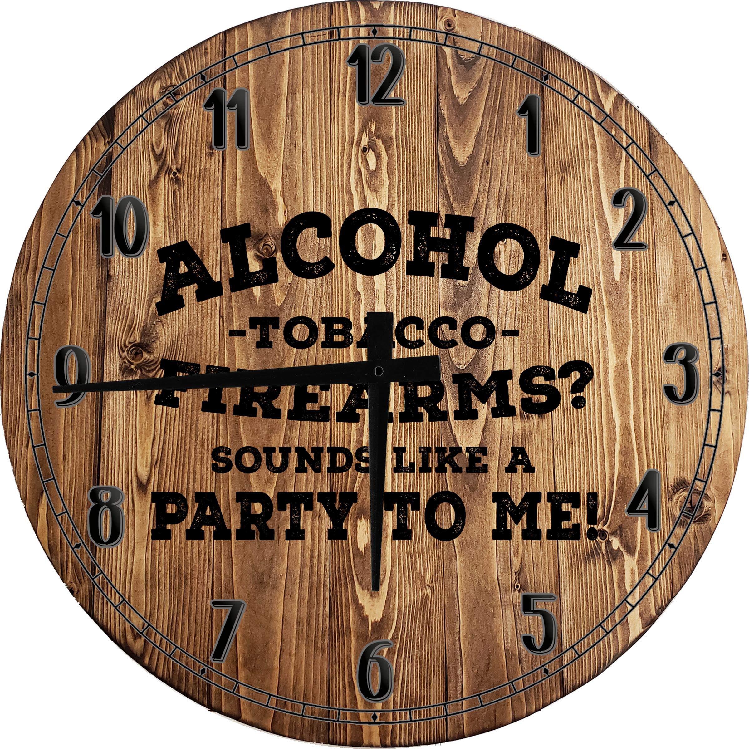 24 Inch Large Round Wall Clock for Men - Alcohol & Tobacco Theme, Manly Hobbies Decor, Battery Operated, Perfect for Home, Office, or Man Cave