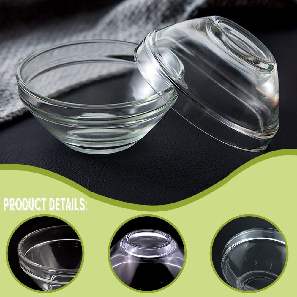 Vmiapxo 10 Pack 3 Inch Clear Glass Bowls - 2.5oz Mini Stackable Serving Bowls for Desserts, Snacks, Spices, Sauces & Tasting - Perfect for Kitchen Prep, Party Plating & Food Presentation