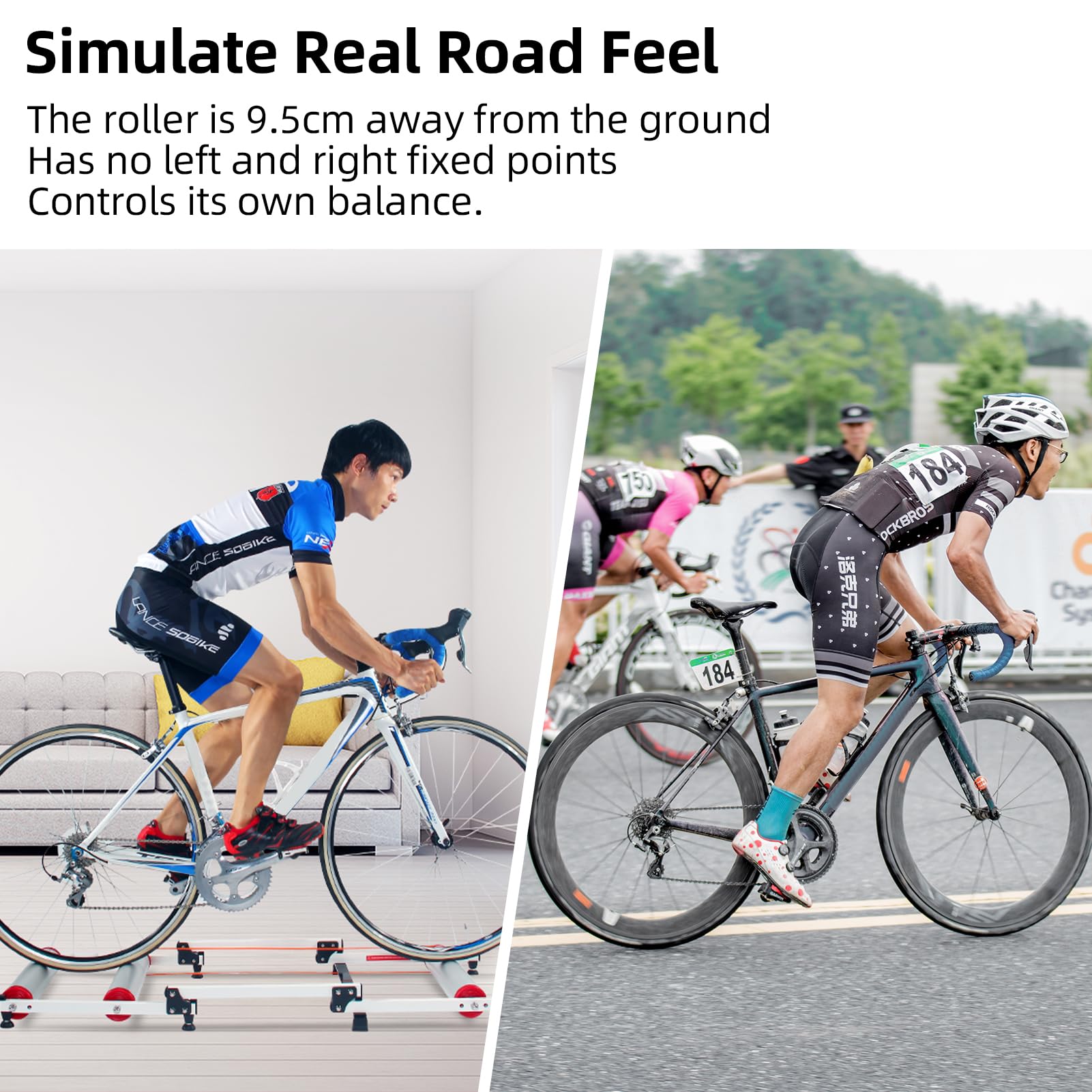 ROCKBROS Adjustable Bike Rollers Trainer Stand - Foldable Indoor Cycling Exercise Equipment with Resistance for MTB & Road Bikes | Perfect for Home Workouts & Winter Training