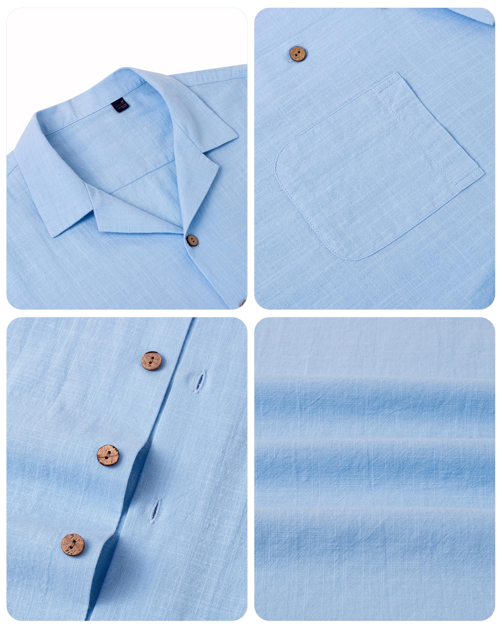 Men's Linen Short Sleeve Button Down Shirt - Breathable Cotton Summer Casual Shirt for Beach, Vacation & Hawaiian Style | Perfect for Tropical Getaways, Pool Parties & Summer Outings