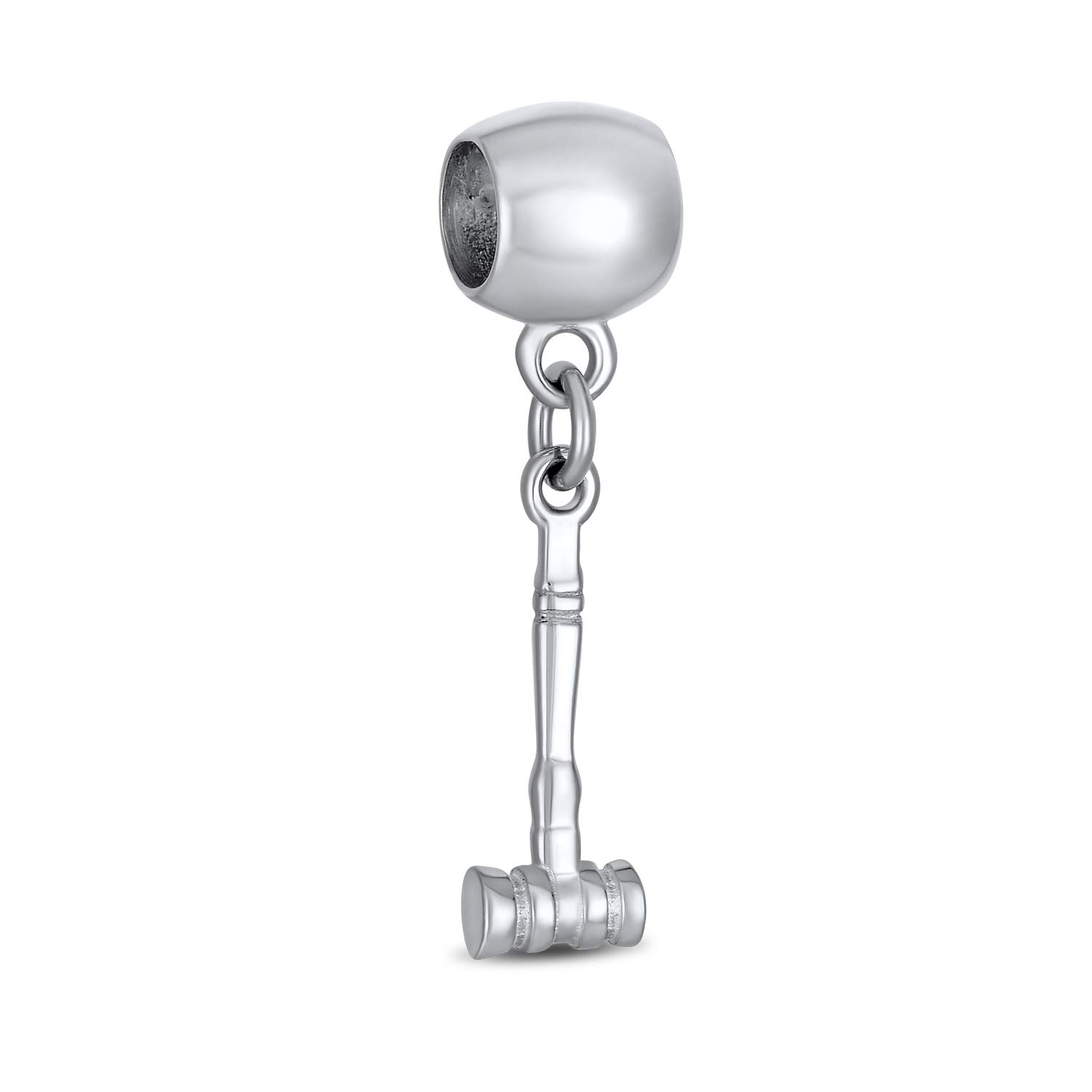 925 Sterling Silver Sports Charm Bead for Bracelet - Squash, Racquetball, Tennis, Croquet, Lacrosse, Polo & Cricket Mallet Design - Perfect Gift for Women & Teens - Fits European Bracelets - Ideal for Sports Enthusiasts & Jewelry Lovers