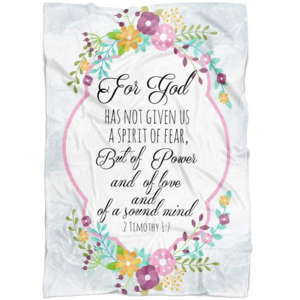 2 Timothy 1:7 Christian Prayer Blanket - Bible Verse Fleece Throw with Lion Design for Worship, Bible Study & Comfort - Religious Gift for Catholics, Jesus Followers & Spiritual Healing