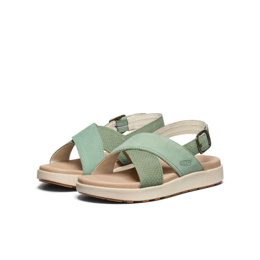 Women's Elle Luxe Cross Strap Sandals - Granite Green | Comfortable Summer Casual Shoes for Beach, Vacation & Outdoor Walking