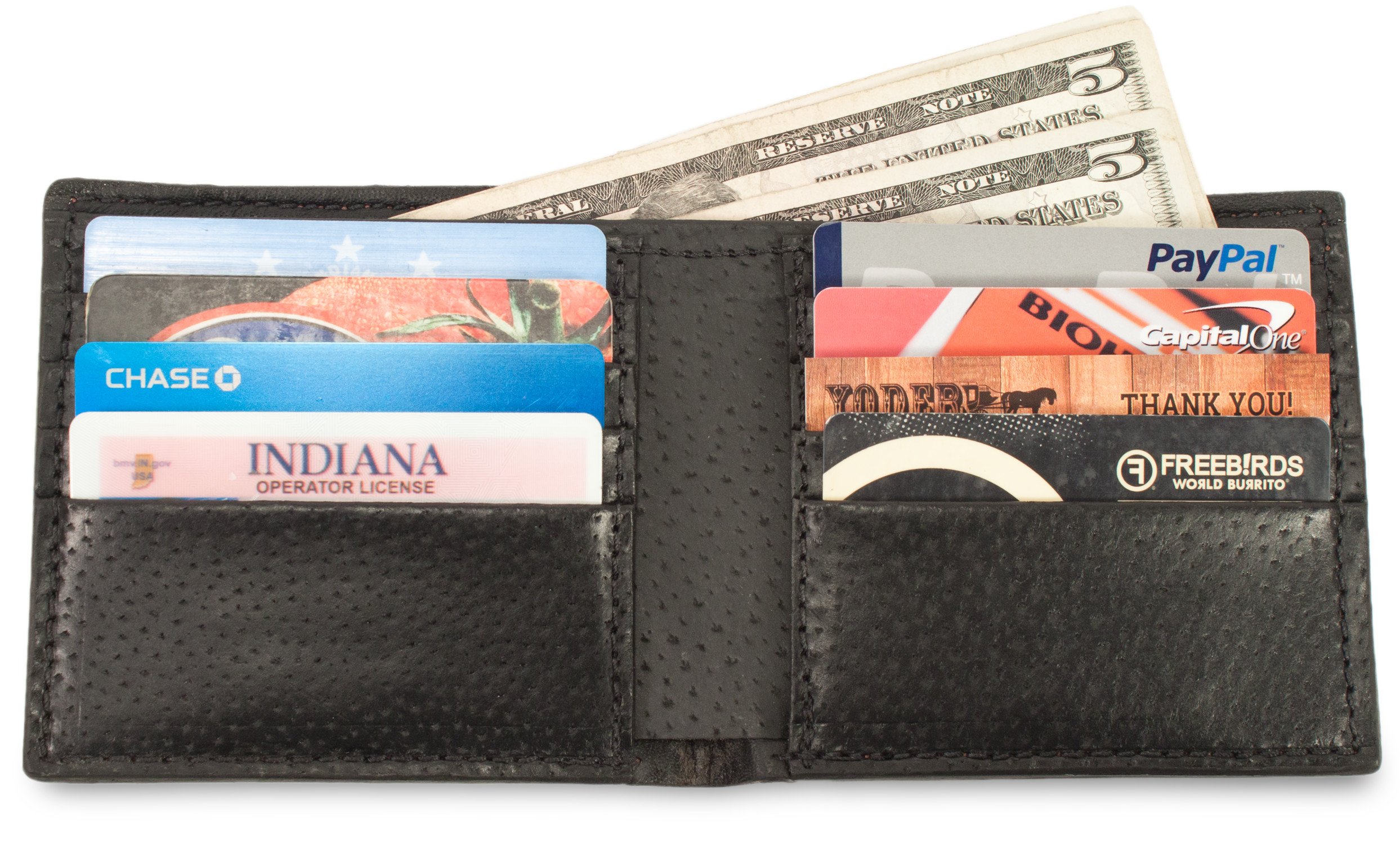 Genuine Pacific Eel Skin Leather Bifold Wallet - Handmade Men's Slim RFID Blocking Wallet for Everyday Carry (Perfect Gift for Dad, Husband, Boyfriend)