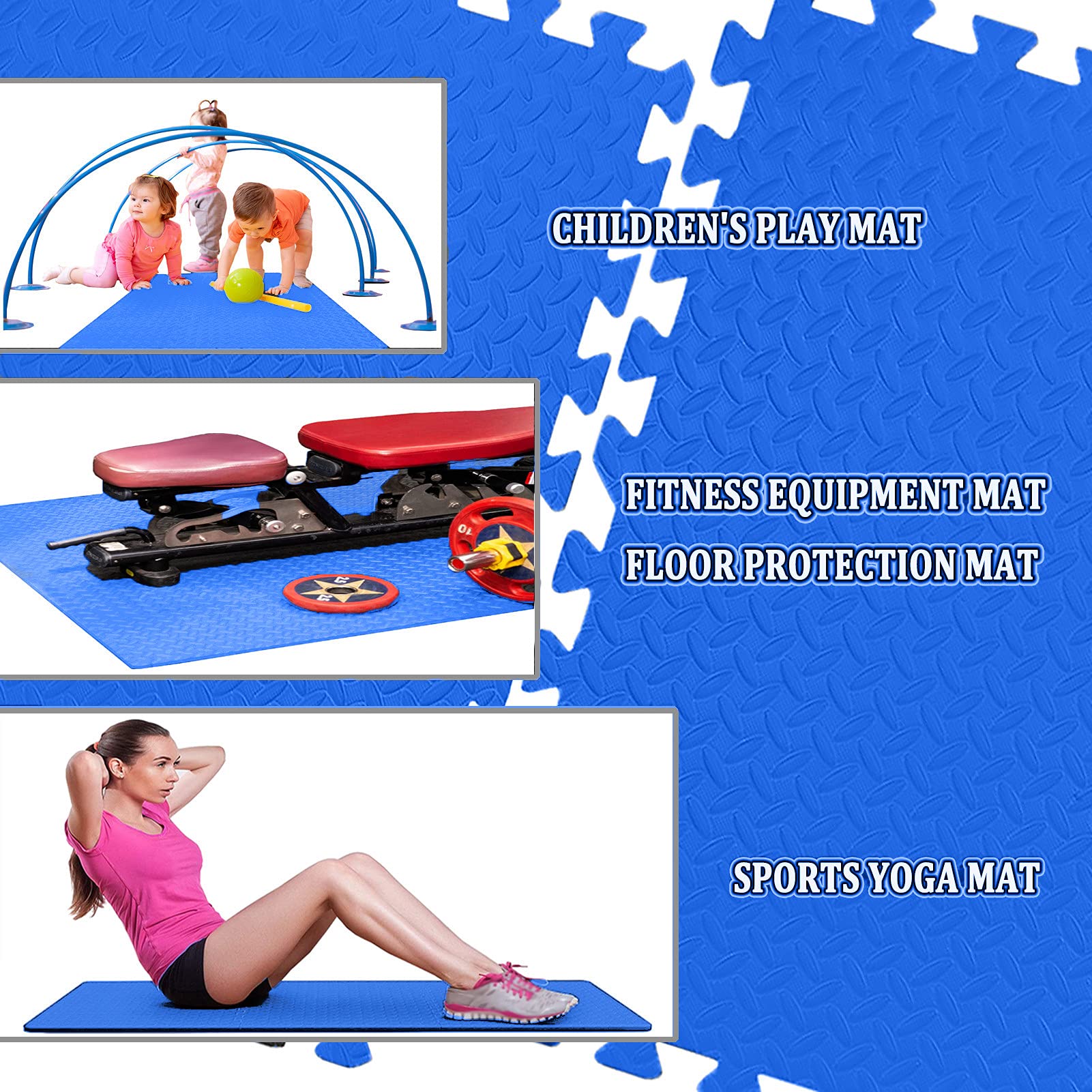 Premium EVA Foam Exercise Mats - 12-Piece Interlocking Puzzle Gym Floor Tiles (24