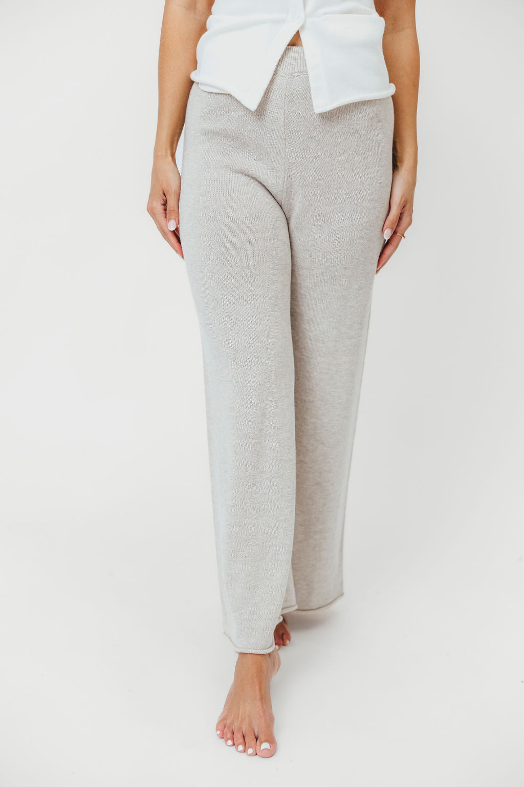 The Colleen Pants in Oatmeal - 100% Cotton High-Waisted Comfort Pants for Women | Perfect for Work, Travel & Casual Wear