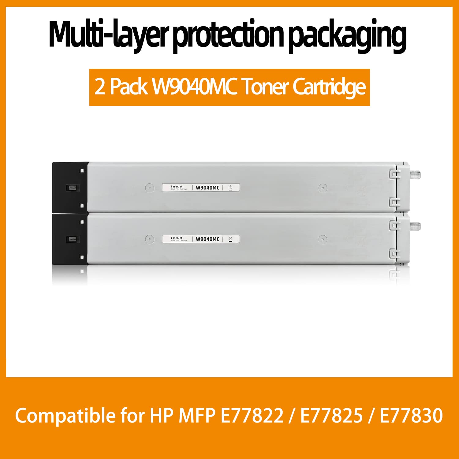 Remanufactured W9040 W9040MC Black Toner Cartridges - Compatible with HP MFP E77822 E77825 E77830 Printers (2-Pack) | High-Quality Replacement for Home & Office Printing Needs