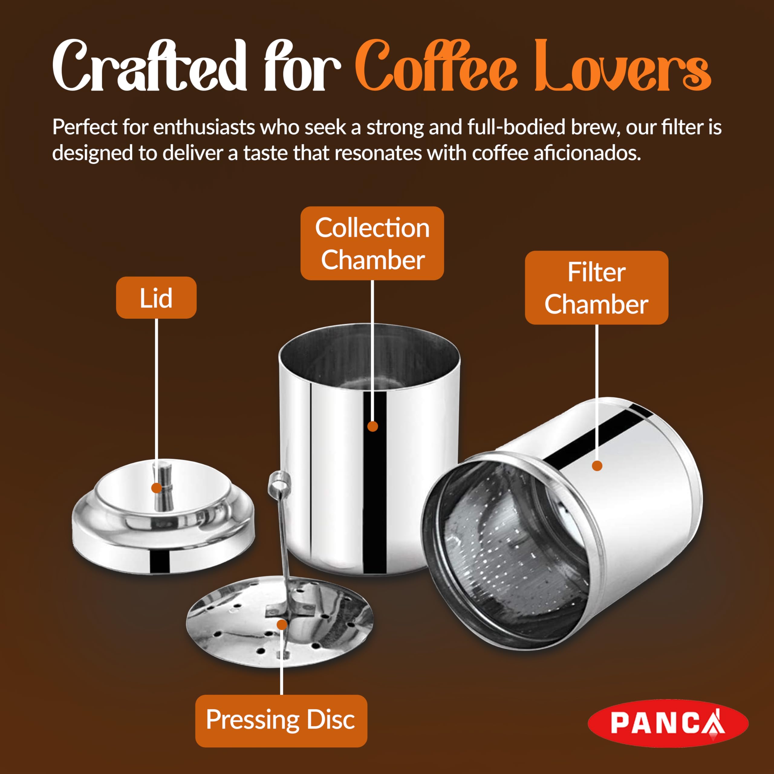 Premium Stainless Steel Coffee Filter - Large 6-8 Cup (600ml) Durable Reusable Mesh for Pour Over, Drip, and Cold Brew Coffee Makers - Perfect for Home, Office, and Camping Use