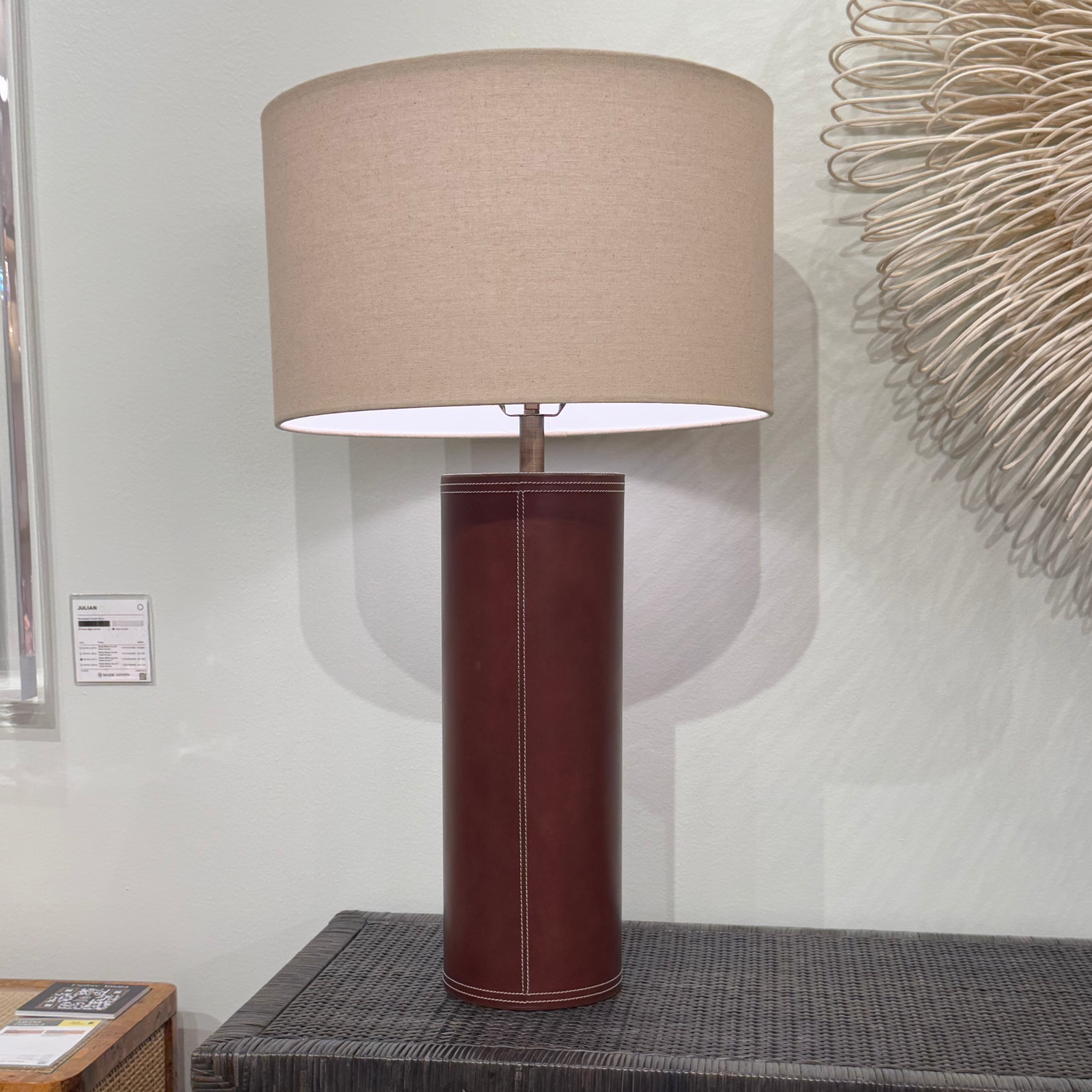Hans Tobacco Leather Table Lamp - Vintage Style Desk Lamp for Home Office, Living Room & Bedroom Lighting