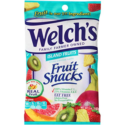 Welch's Island Fruit Snacks, Mixed Fruit Flavors, 5 Ounce Packs (12 Count) - Healthy School Lunch Snacks, On-the-Go Energy Boost, Kids Party Treats