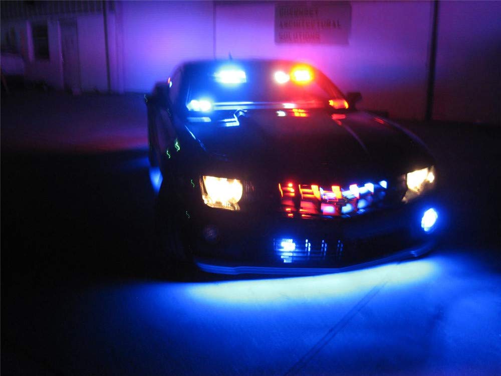 18 LED High-Intensity Emergency Strobe Light Bar - Blue/Amber Hazard Warning Lights for Police, Security & First Responders - Perfect for Dash, Windshield & Interior Vehicle Safety Lighting