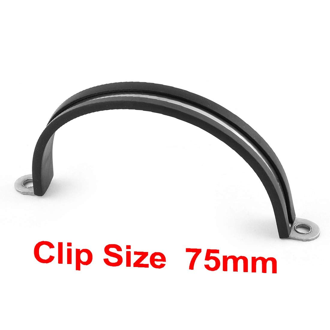 75mm Diameter U-Shaped Rubber Lined Hose Clamps - Heavy Duty Wire Cable Pipe Clips (5-Pack, Black) - Perfect for Plumbing, Automotive, and Industrial Applications