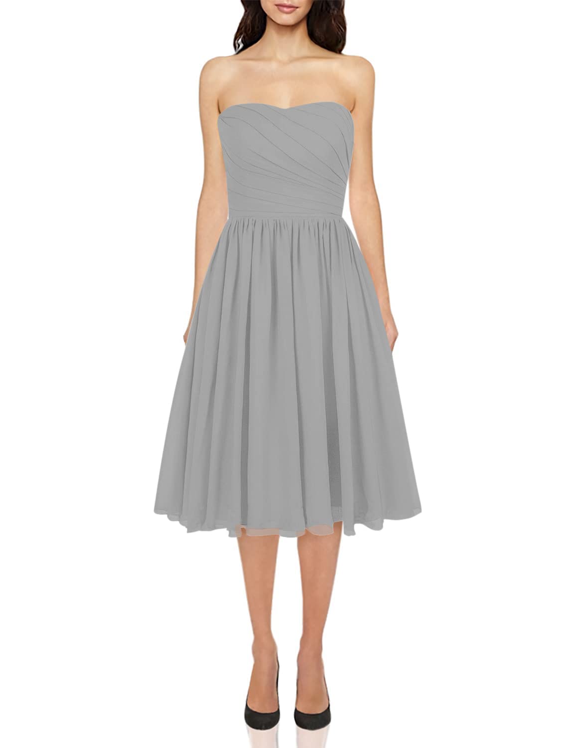 JAEDEN Short Chiffon Strapless Bridesmaid Dresses - Elegant Wedding Guest & Prom Dresses for Formal Occasions, Parties & Special Events