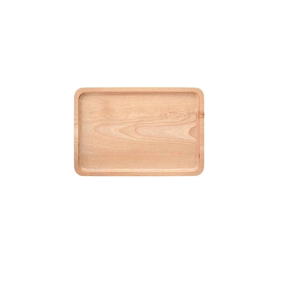 Non-Slip Solid Beech Wood Tray - Medium Size Rectangular Tea & Snack Serving Tray | Natural Wooden Food Tray with Simple Retro Design | Perfect for Coffee Tables, Breakfast in Bed, and Party Snack Serving