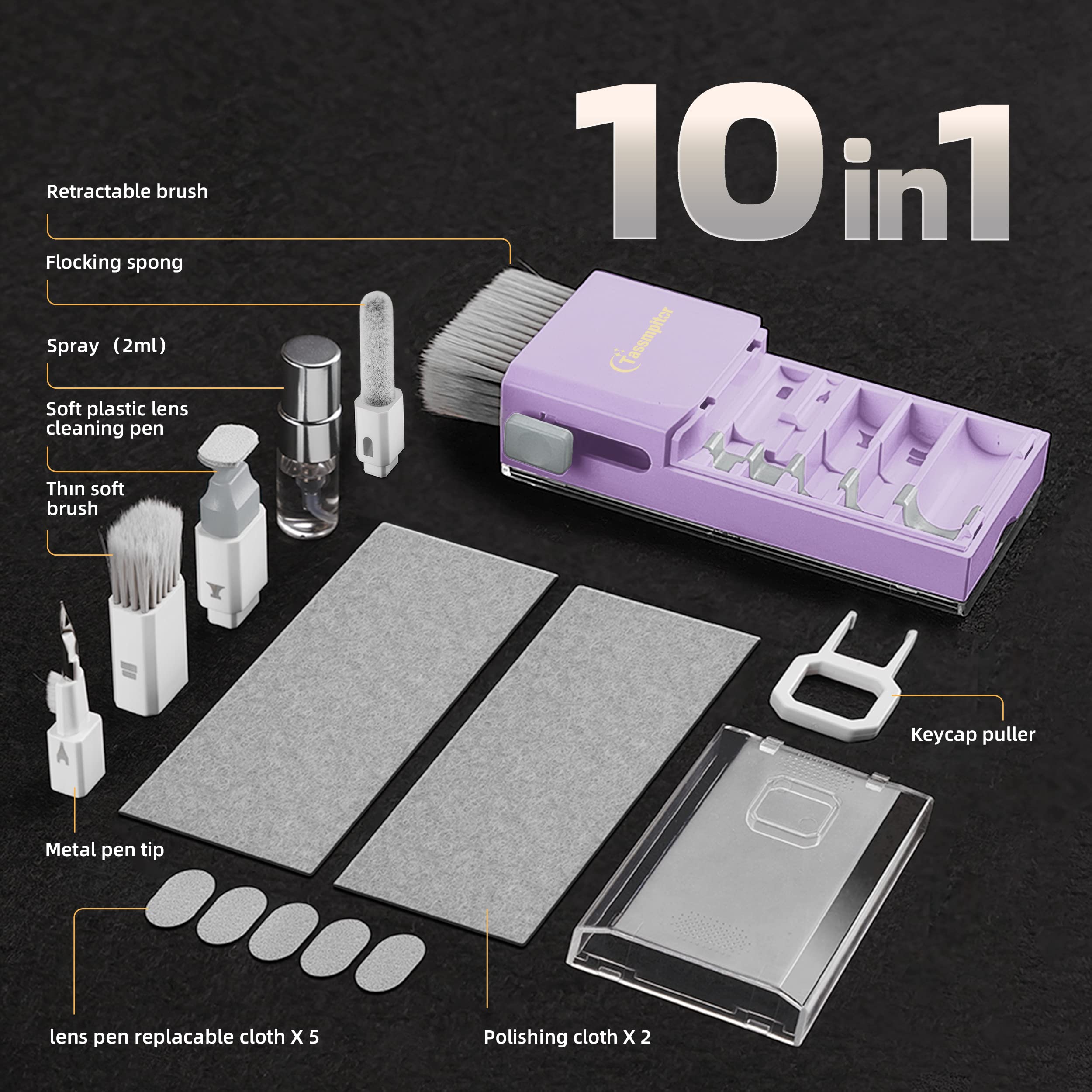 Premium Laptop Screen & Keyboard Cleaner Kit - All-in-1 Electronic Cleaning Tool for MacBook, iPad, iPhone, Smartphones, Tablets, PC Monitors & TV Screens - Includes Microfiber Cloth, Brush & Patent-Protected Camera Lens Cleaner (Purple) - Perfect for Home, Office & Travel Use