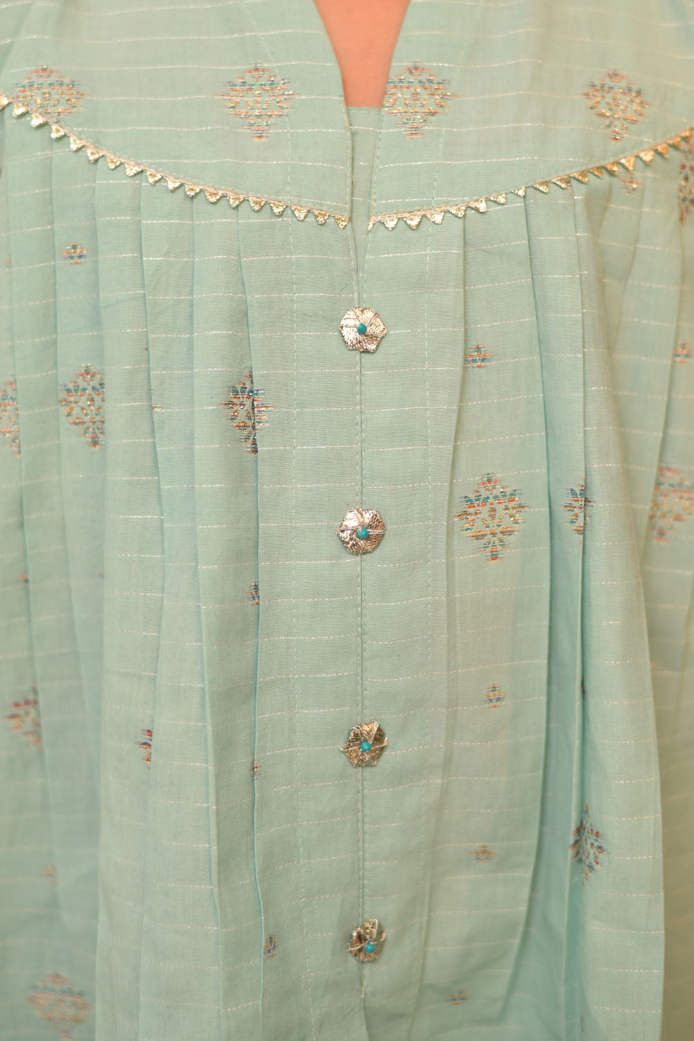 Elegant Cotton Jacquard Sea Green Stitched Suit for Women | Formal Office Wear & Special Occasion Outfit | Senorita Collection