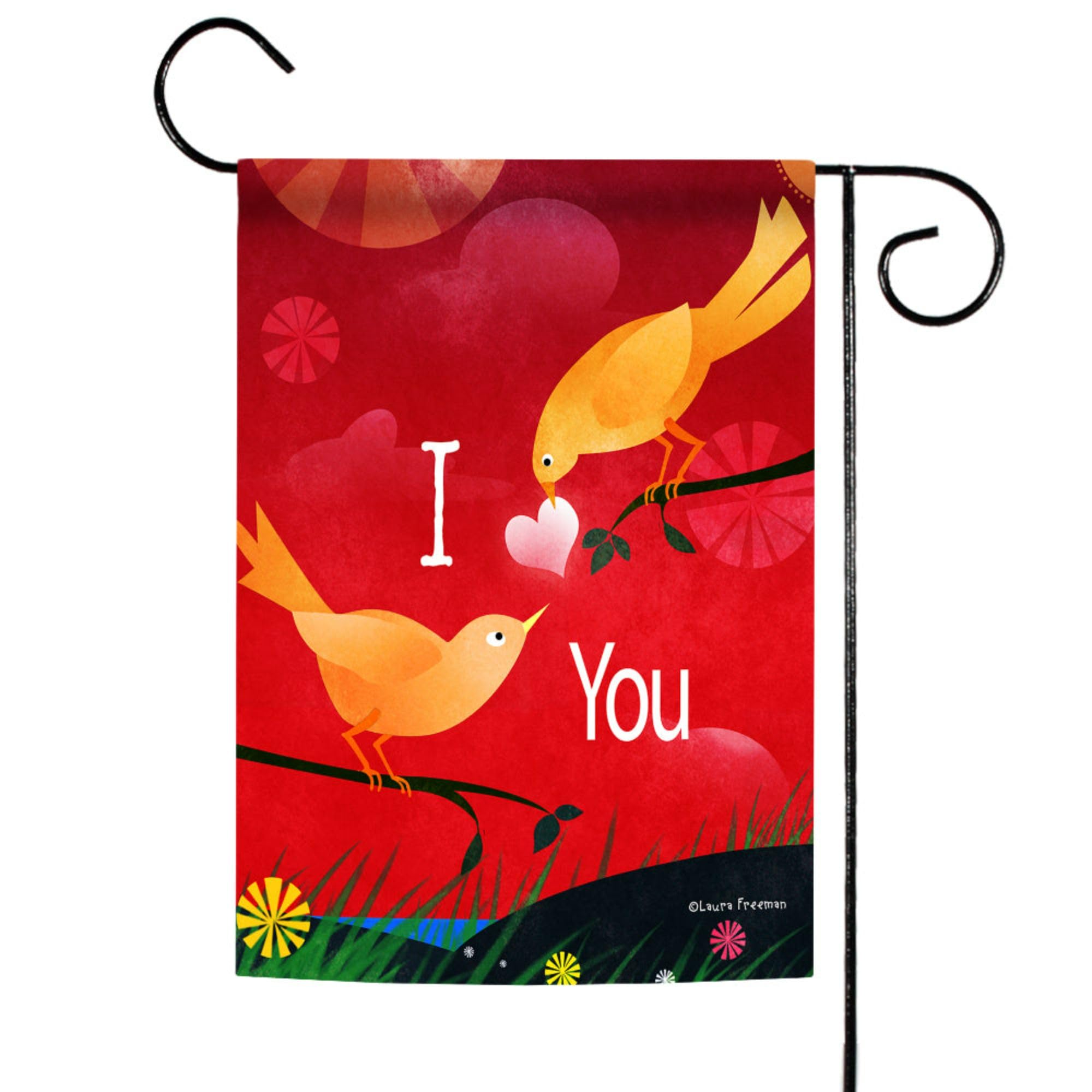 Double Sided Valentine Garden Flag 12x18 Inch - Outdoor Valentine's Day Yard Decoration with Birds Design for House, Porch & Garden - Perfect for Valentine's Day Outdoor Decor & Seasonal Home Display