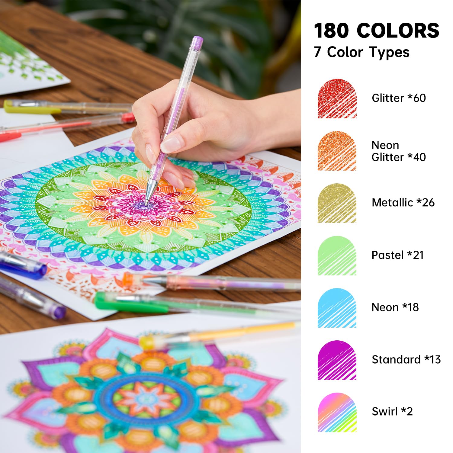 Shuttle Art 360 Pack Gel Pens Set - 180 Vibrant Colors Gel Pens with 180 Refills | Perfect for Adult Coloring Books, Doodling, Drawing & Art Projects | Ideal for Artists, Students & DIY Craft Enthusiasts