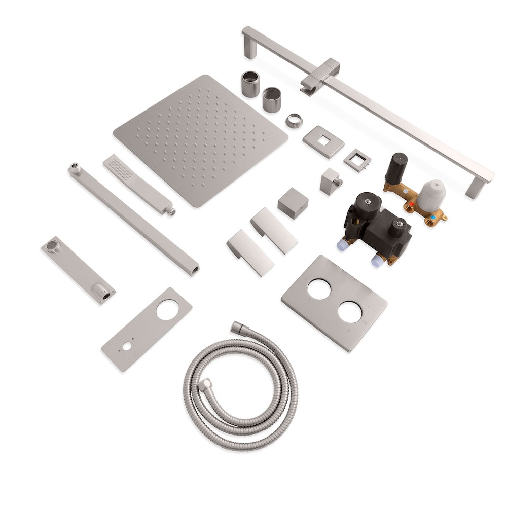 ZLINE Bliss Rainfall Shower System with 12 Inch Oversized Shower Head in Brushed Nickel - Luxury Bathroom Upgrade for Spa-Like Experience (BLS SHS12 BN)